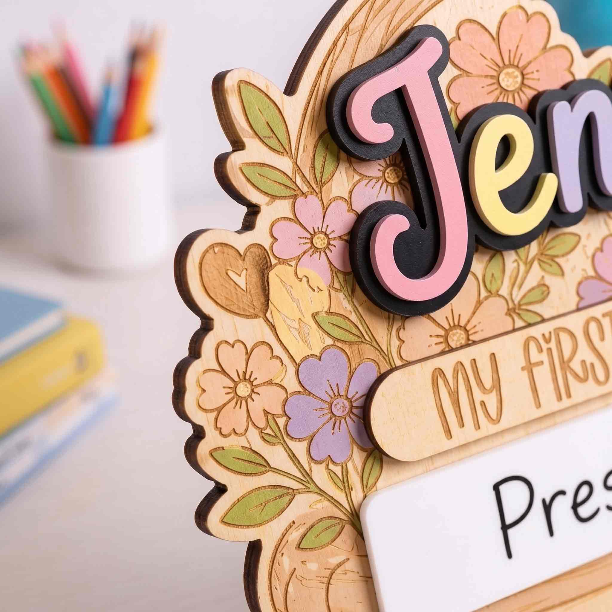 Personalized Flower Basket First & Last Day School Sign, Reusable Dry Erase Board, Back to School Sign