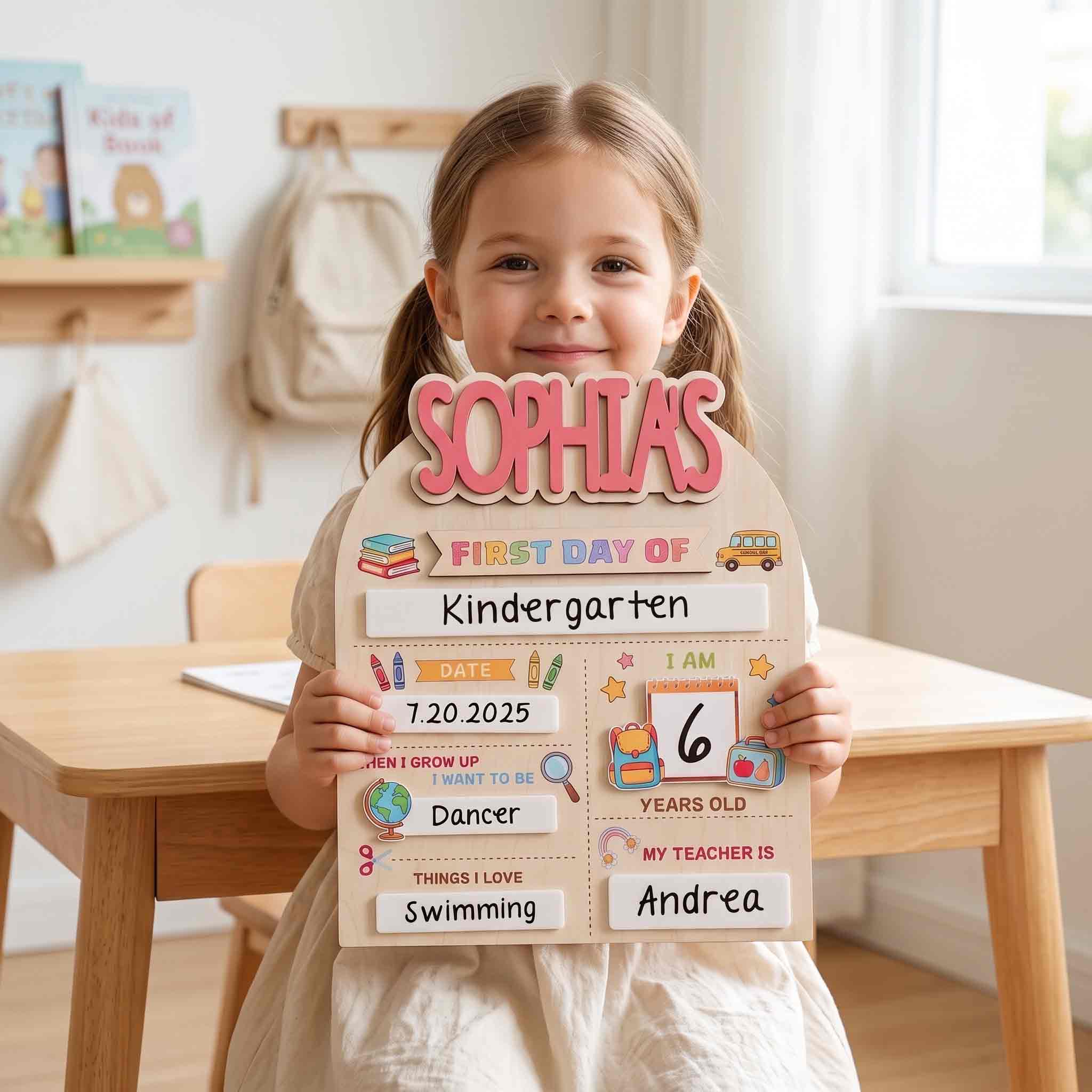 Personalized Cute First Day School Board, Reusable Dry Erase Board, Back to School Sign