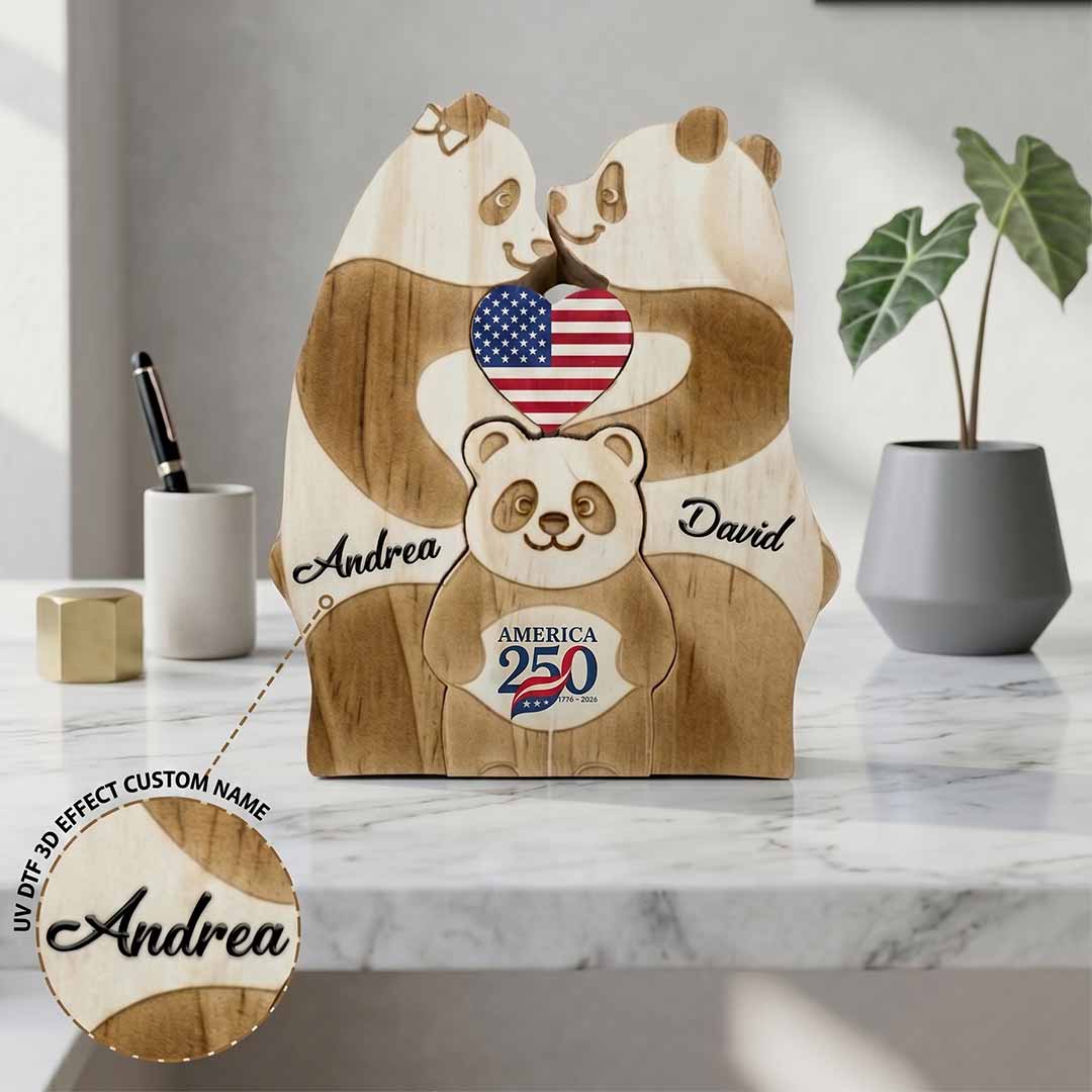 Personalized A250 Panda  2,3,4, 5 Pieces Family Edition Custom Wooden Puzzle