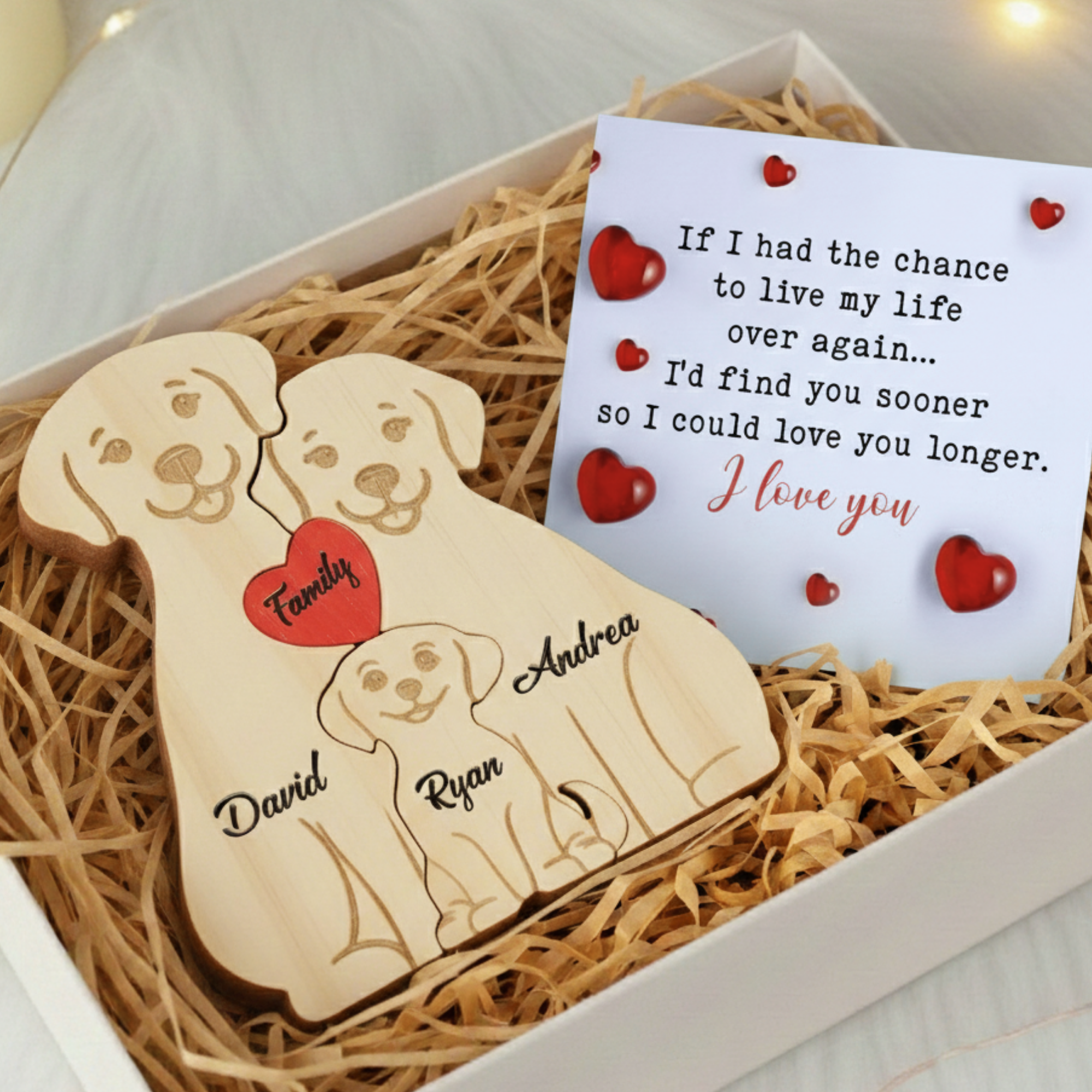 Personalized Dog 3 Pieces Family Edition Custom Wooden Puzzle