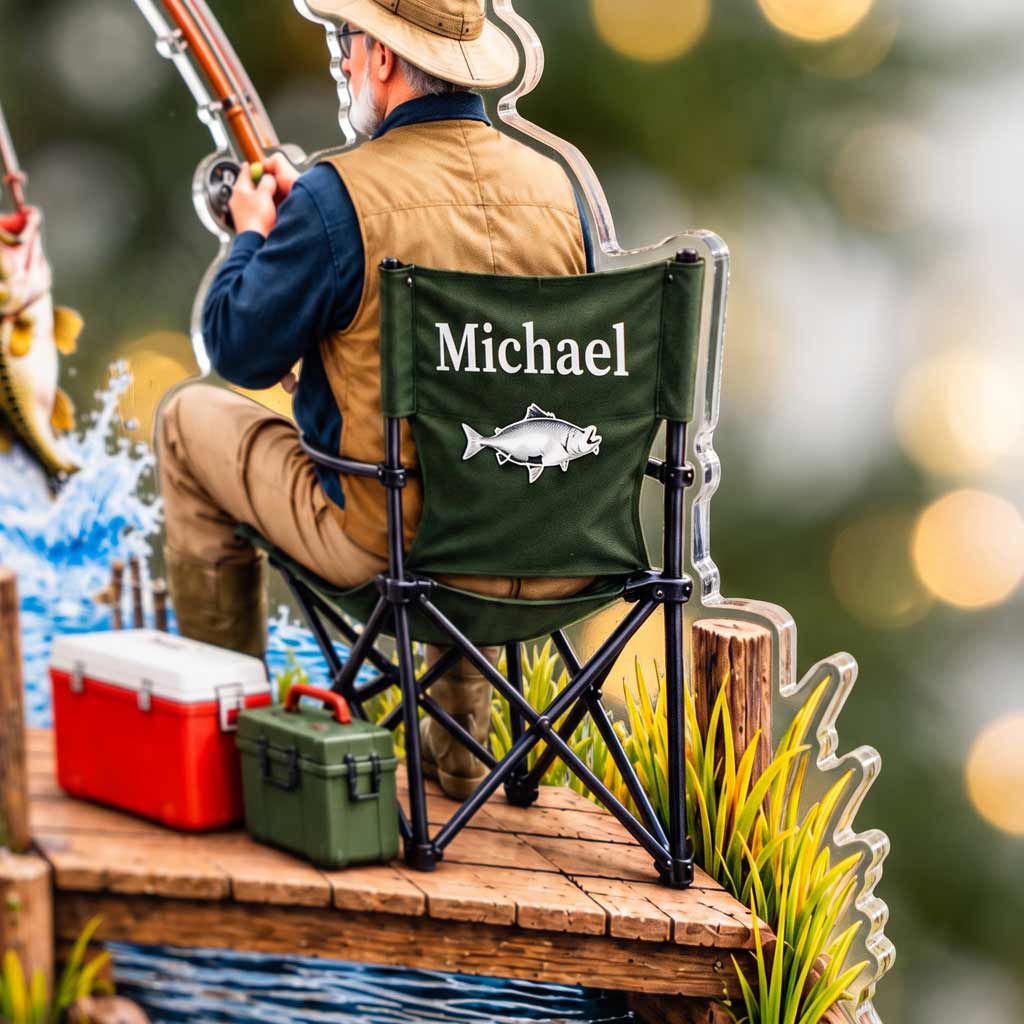 Bass Fishing On The Dock Custom Name Fishing Fisherman for Grandpa Acrylic Ornament