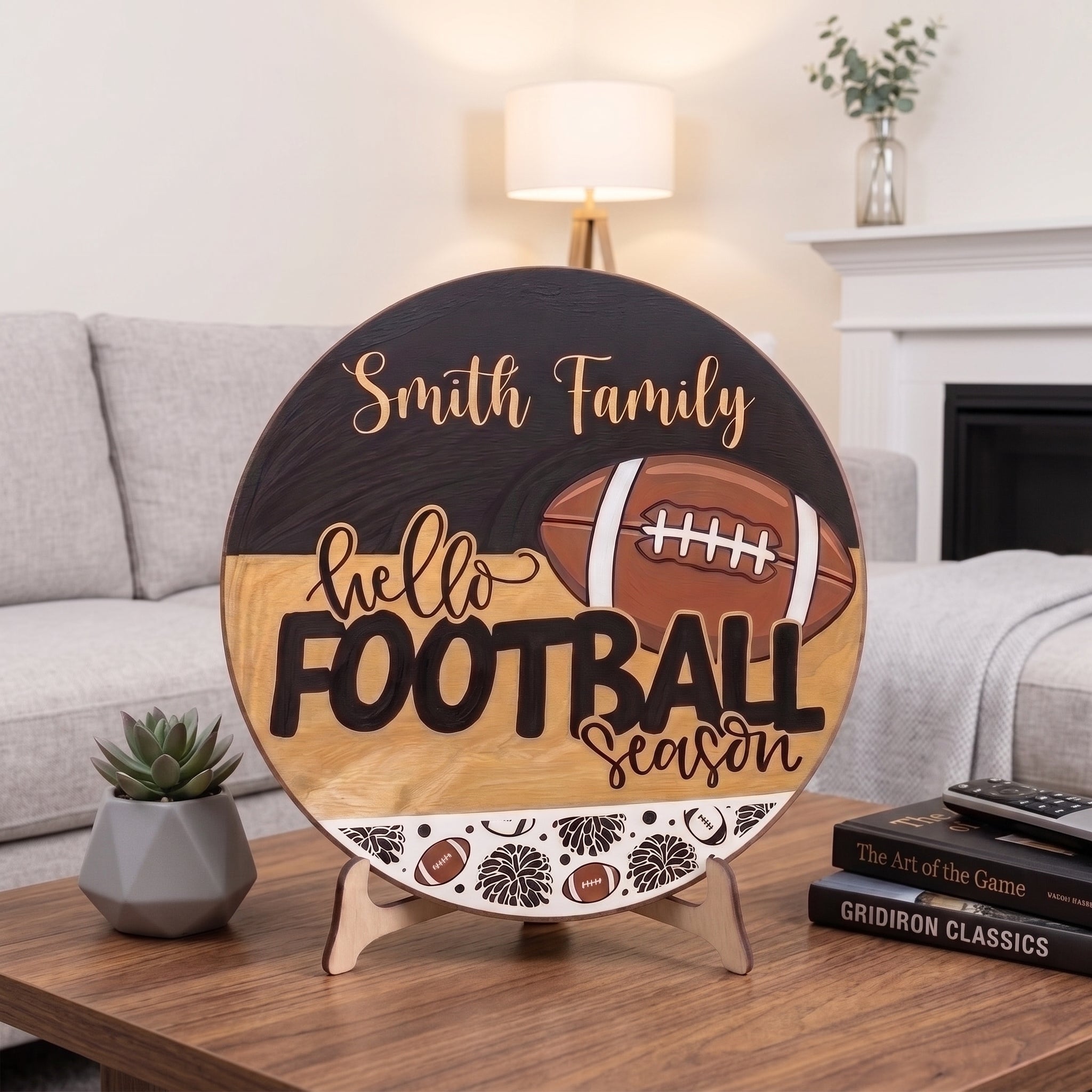 Personalized Fall Wooden Sign, Fall Porch Decor, Hello Football Season  Wooden Fall Door Hanger,  Front Door Sign, Farmhouse Fall Decor