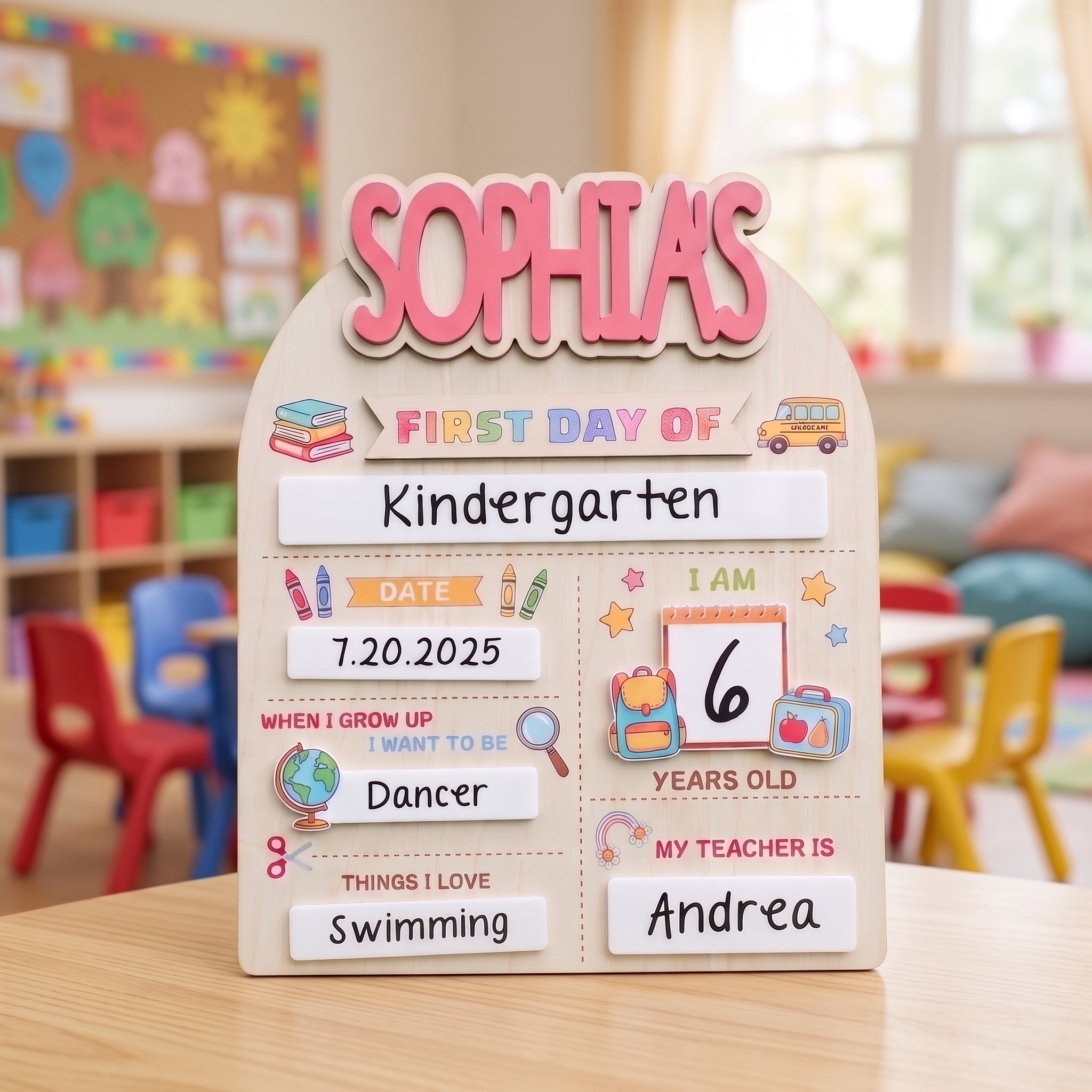 Personalized Cute First Day School Board, Reusable Dry Erase Board, Back to School Sign