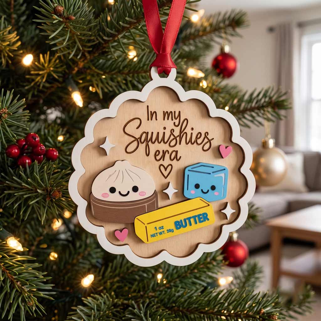 In My Squishies Era Dumpling Butter Cute Food Lover Funny Wooden Christmas Ornament