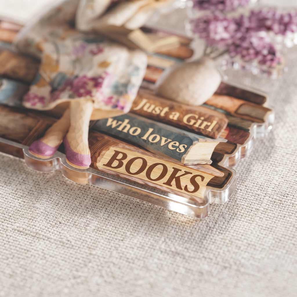 Just A Girl Who Loves Books Custom Name Female Reader Book Lover Acrylic Ornament