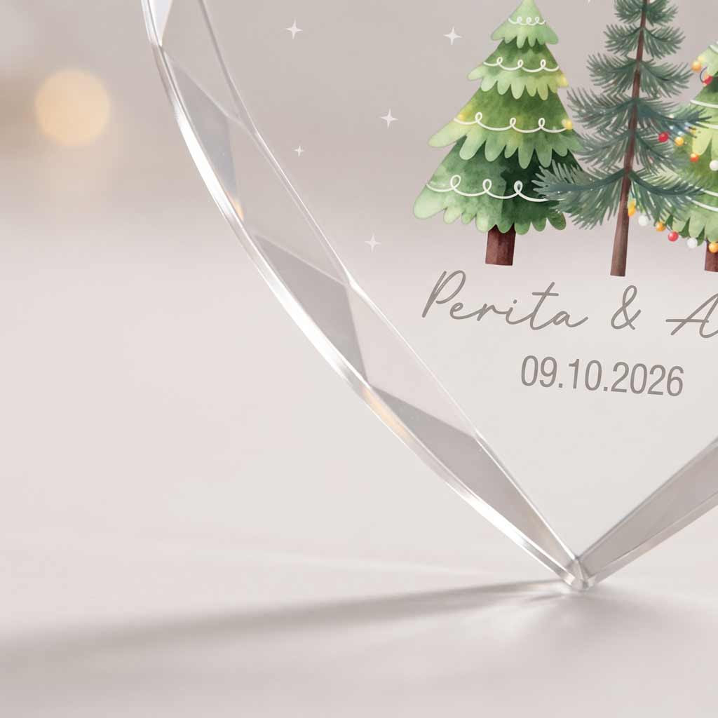 Our First Christmas as Mr & Mrs Custom Couple Name Date Wedding Heart Glass Christmas Ornament