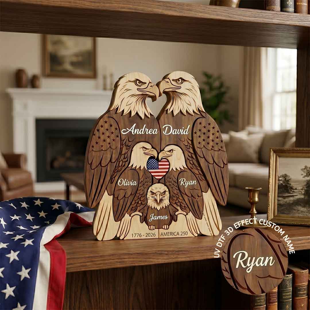 Personalized Eagle 5 Pieces Family Edition Custom Wooden Puzzle