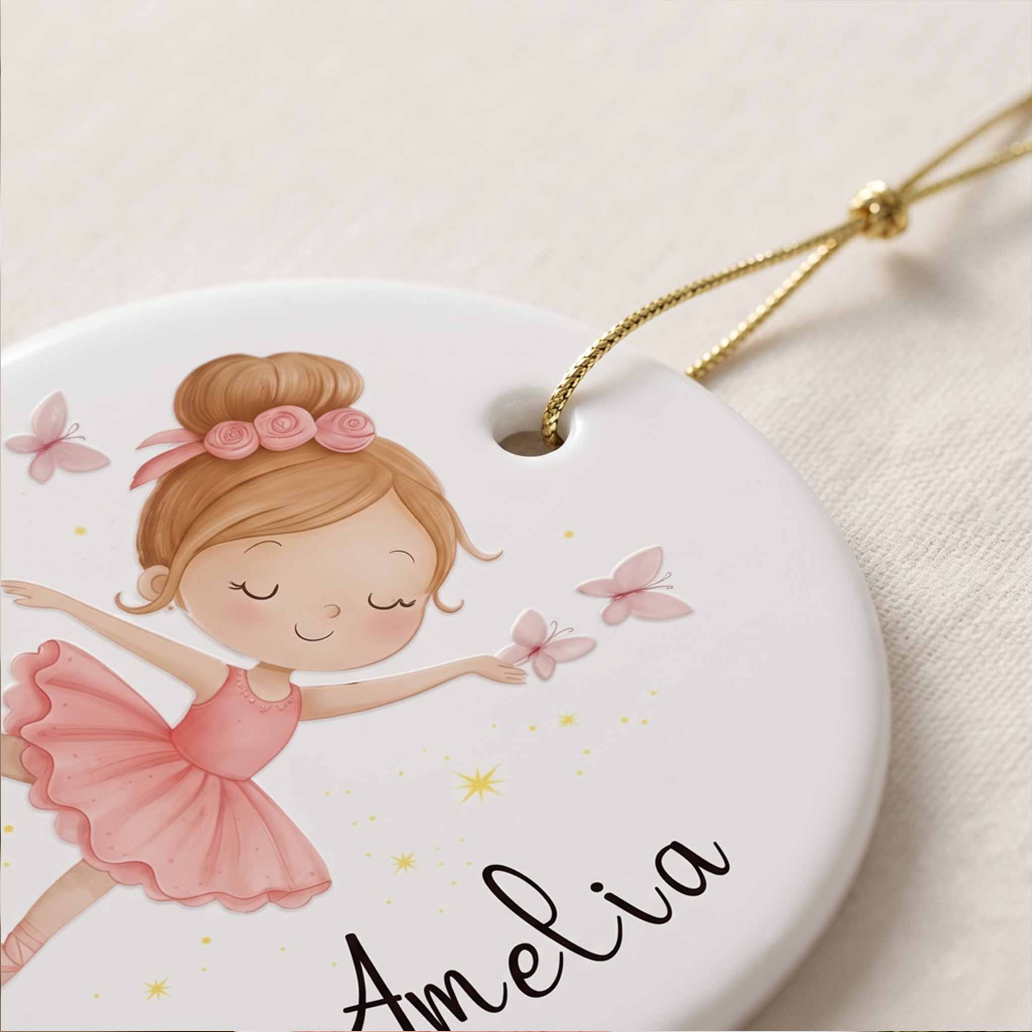 Ballerina Girl Custom Ballet Dancer Round Ceramic Ornament