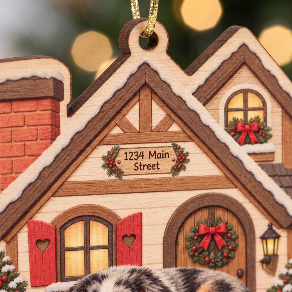 My First Christmas In My Forever Home Custom Dog Pet Name Wooden Ornament