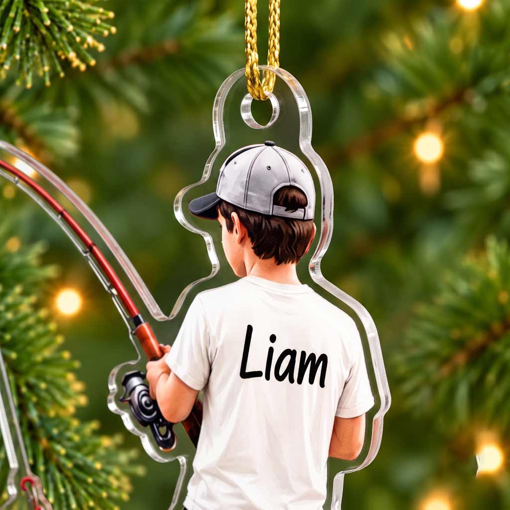 Bass Fishing On A Boat Custom Name Fishing Lover Gift for Son and Dad Acrylic Ornament