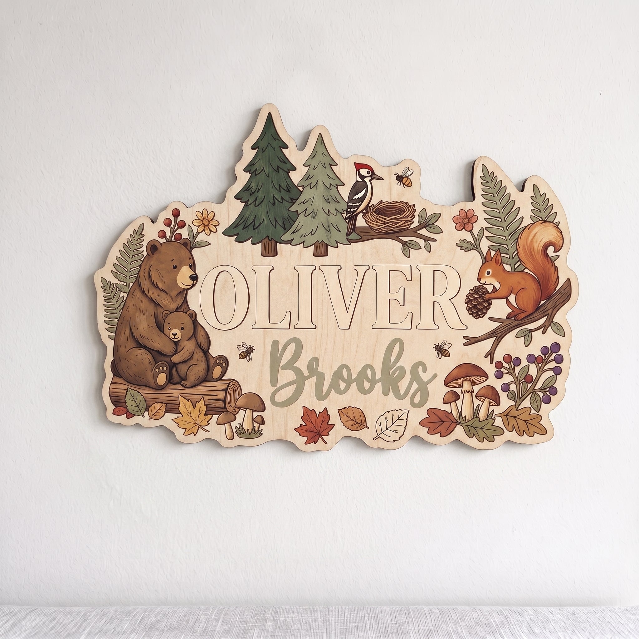 Personalized Woodland Animals Name Wooden Sign