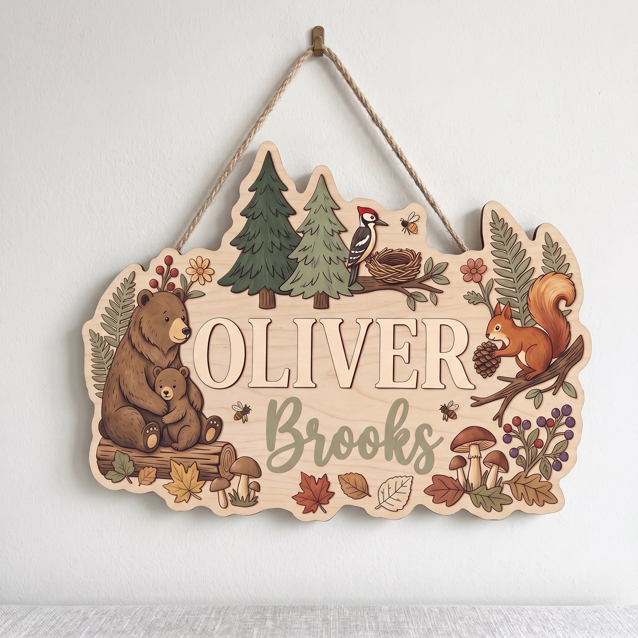 Personalized Woodland Animals Name Wooden Sign