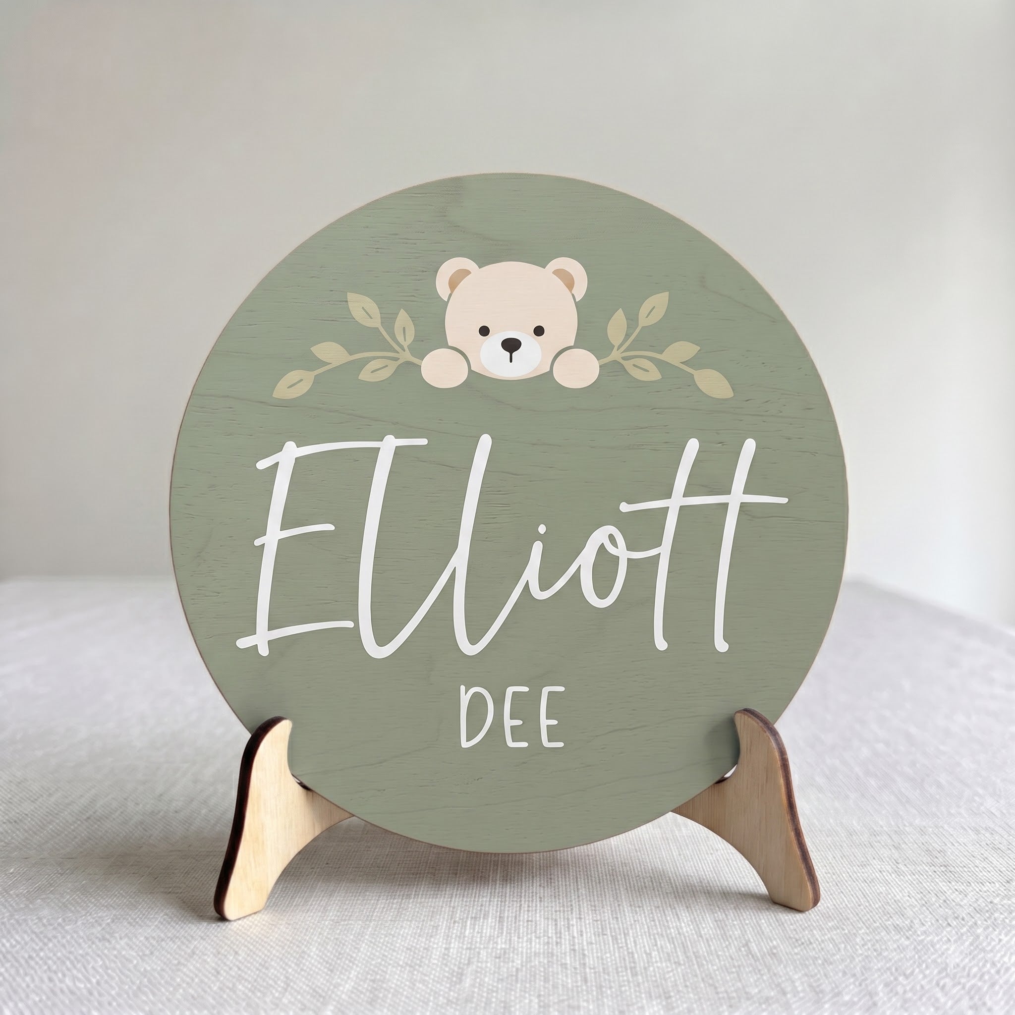 Personalized Teddy Bear Nursery Name Sign Wooden Baby Room Decor