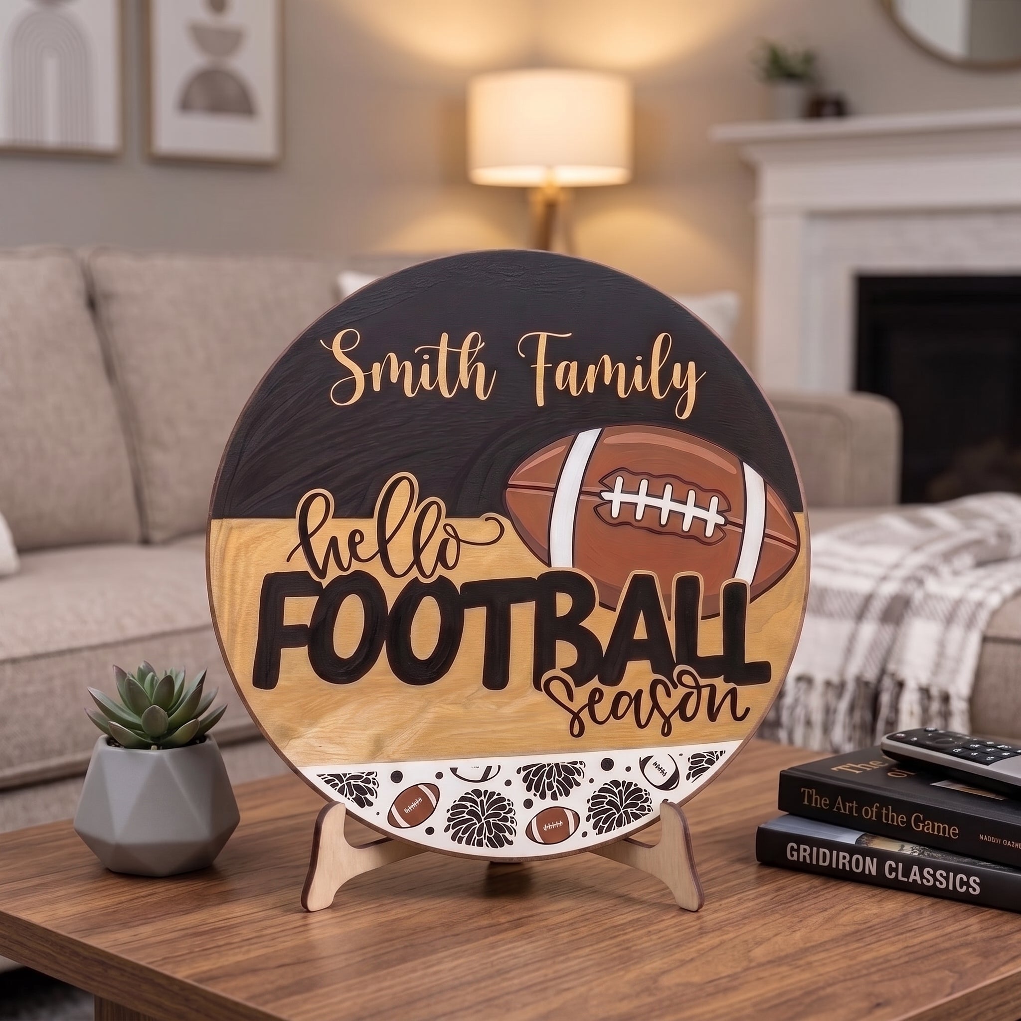 Personalized Fall Wooden Sign, Fall Porch Decor, Hello Football Season  Wooden Fall Door Hanger,  Front Door Sign, Farmhouse Fall Decor