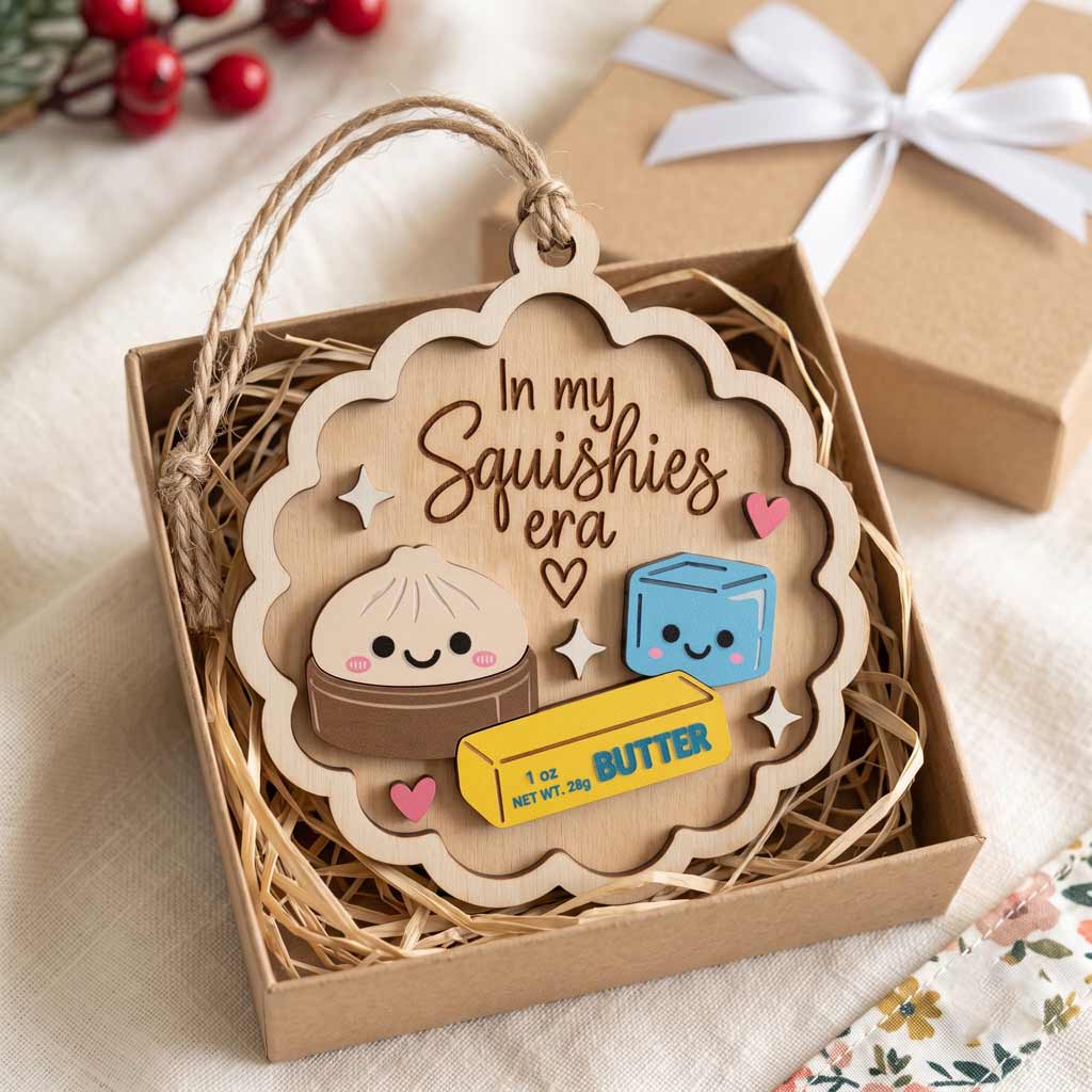 In My Squishies Era Dumpling Butter Cute Food Lover Funny Wooden Christmas Ornament