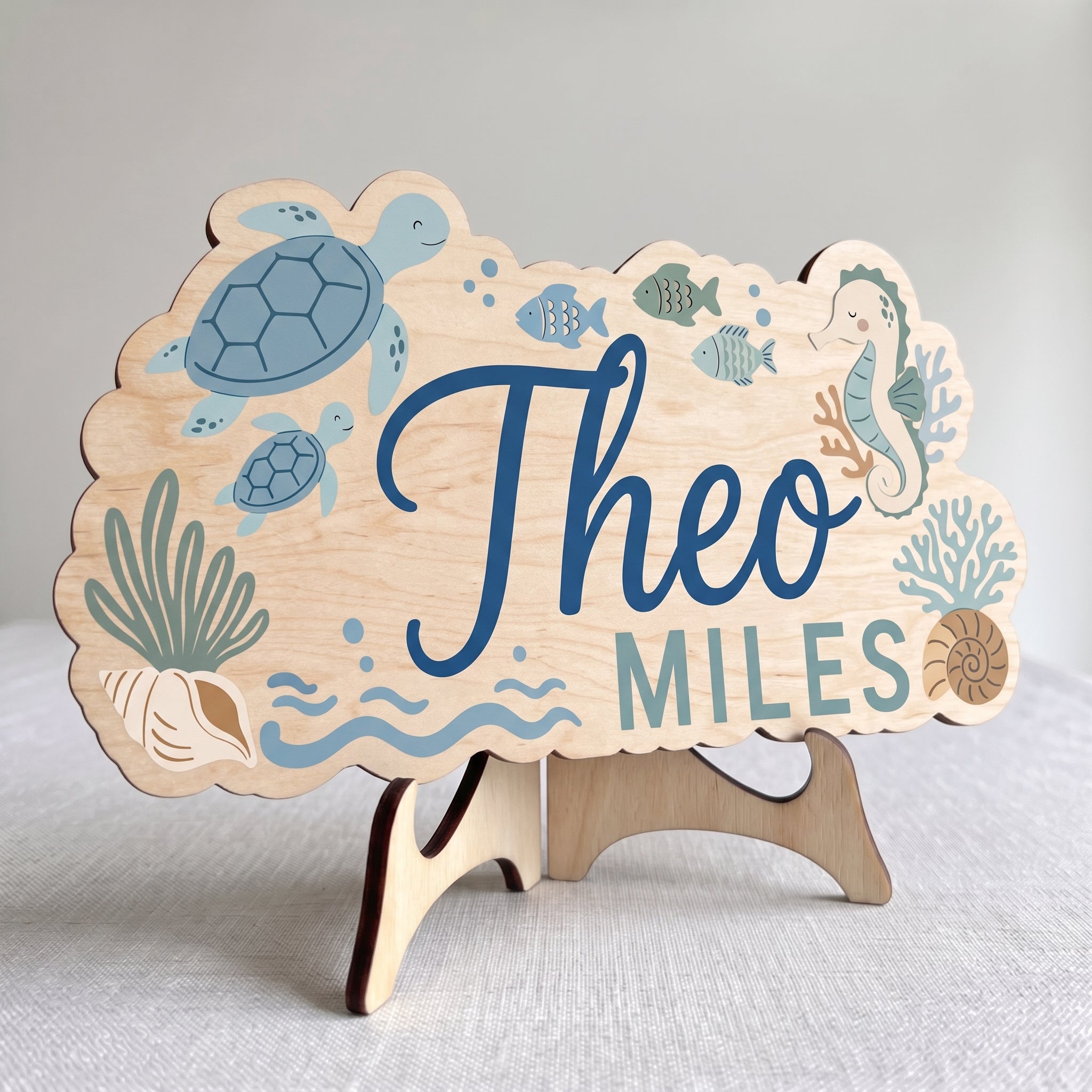 Personalized Ocean Name Wooden Sign