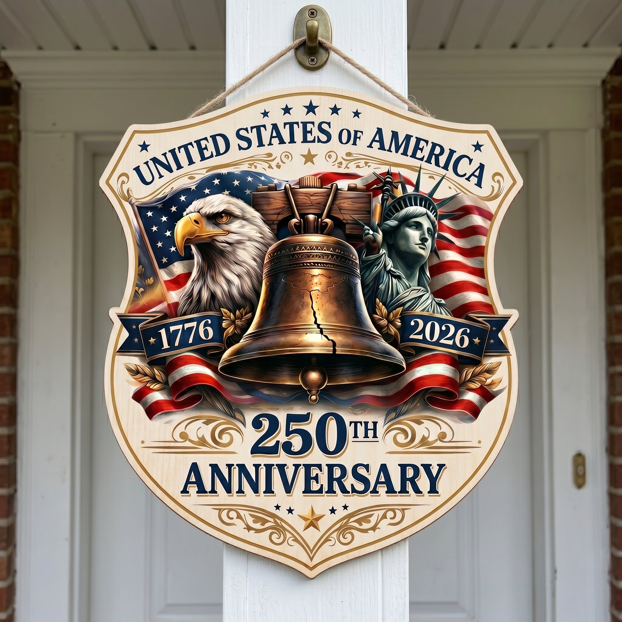 USA 250th Anniversary Wooden Sign