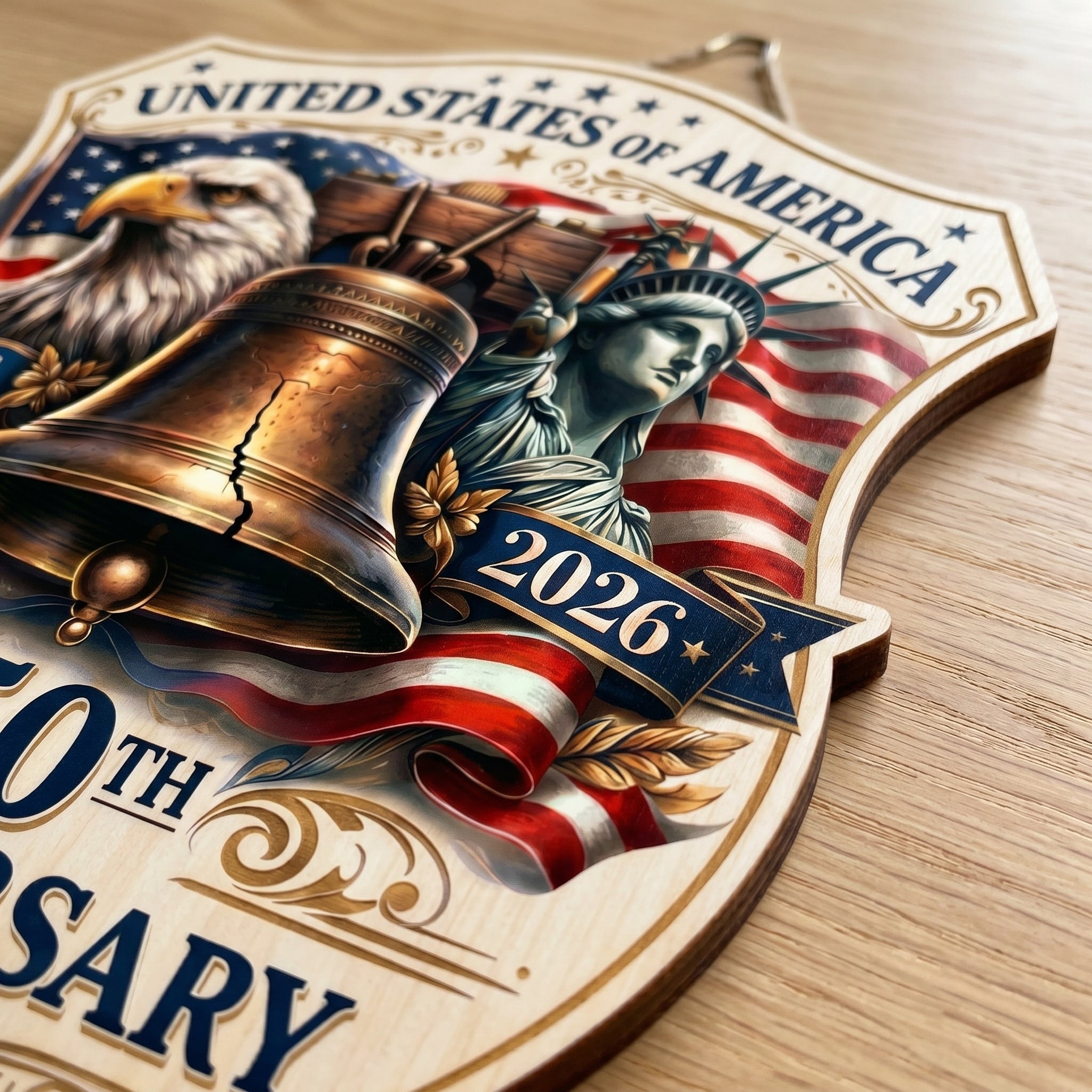 USA 250th Anniversary Wooden Sign