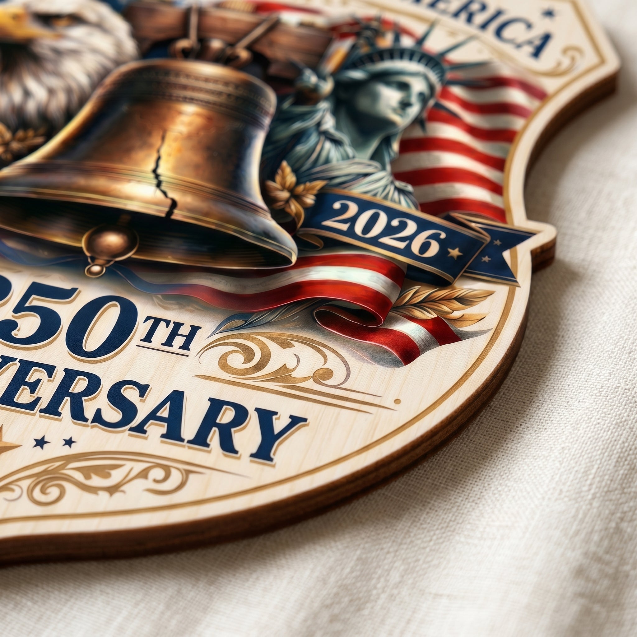 USA 250th Anniversary Wooden Sign