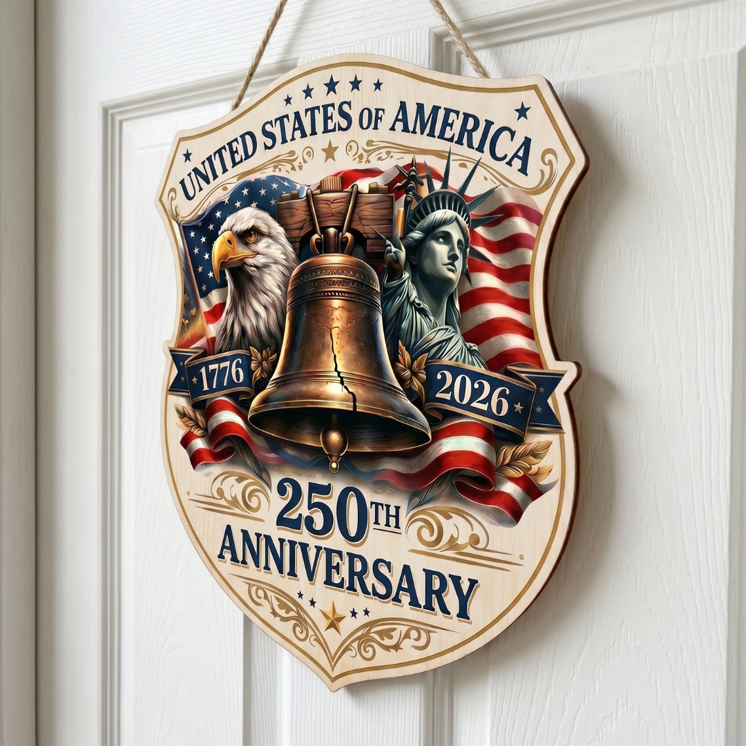 USA 250th Anniversary Wooden Sign