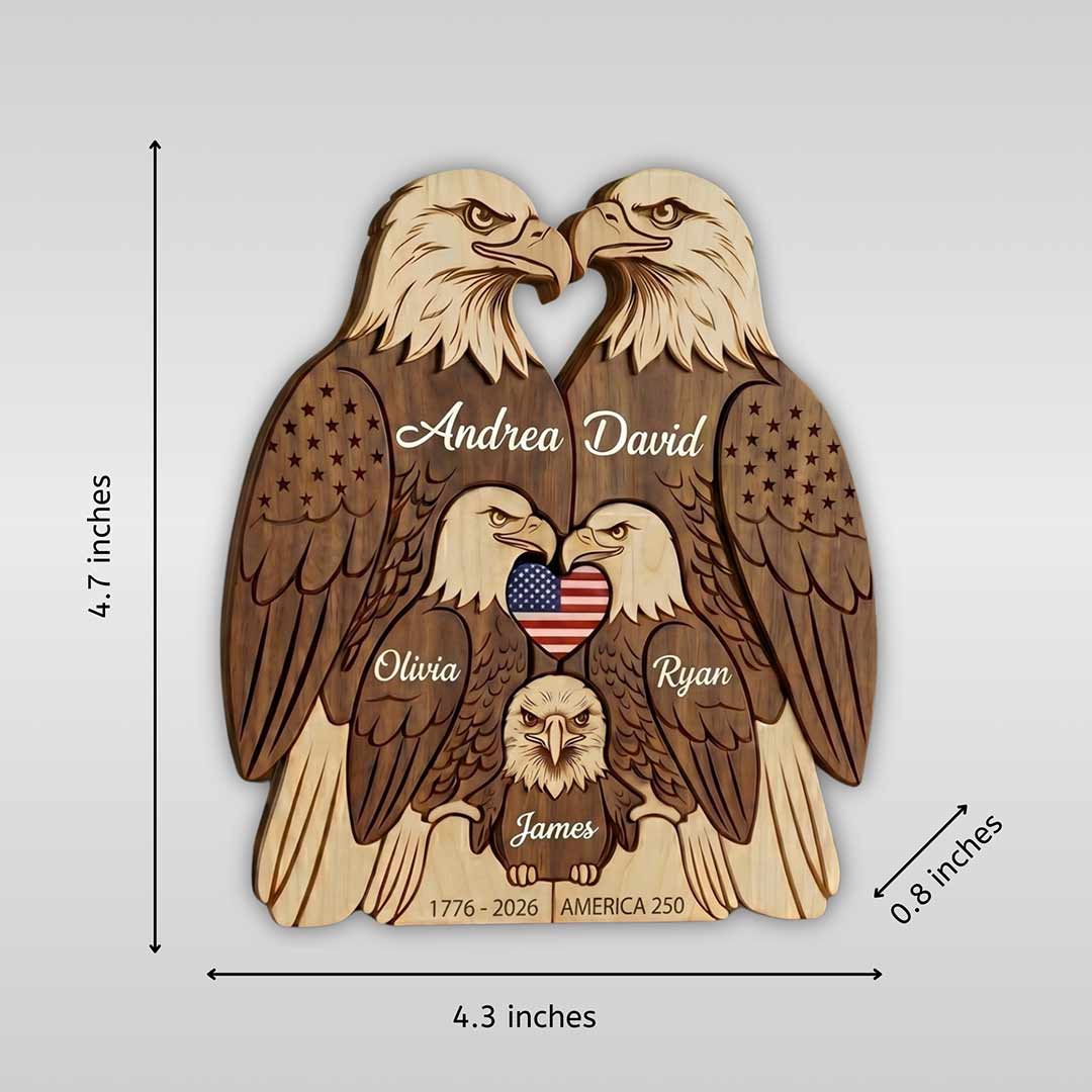 Personalized Eagle 5 Pieces Family Edition Custom Wooden Puzzle