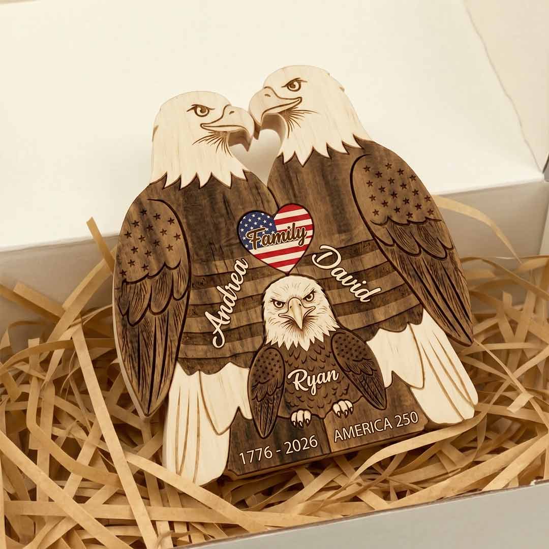 Personalized Eagle 3 Pieces Family Edition Custom Wooden Puzzle