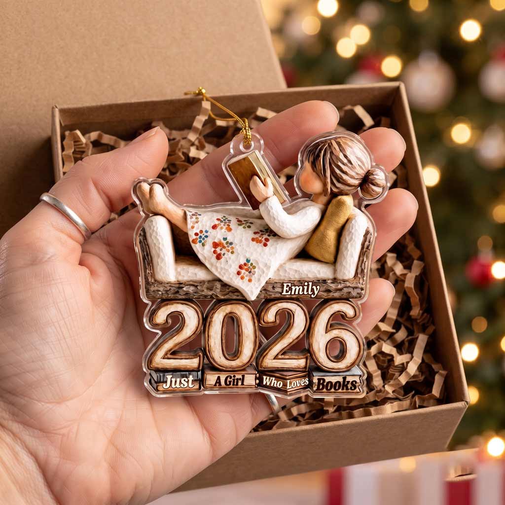 Just A Girl Who Loves Books 2026 Custom Name Reader Book Lover Acrylic Ornament