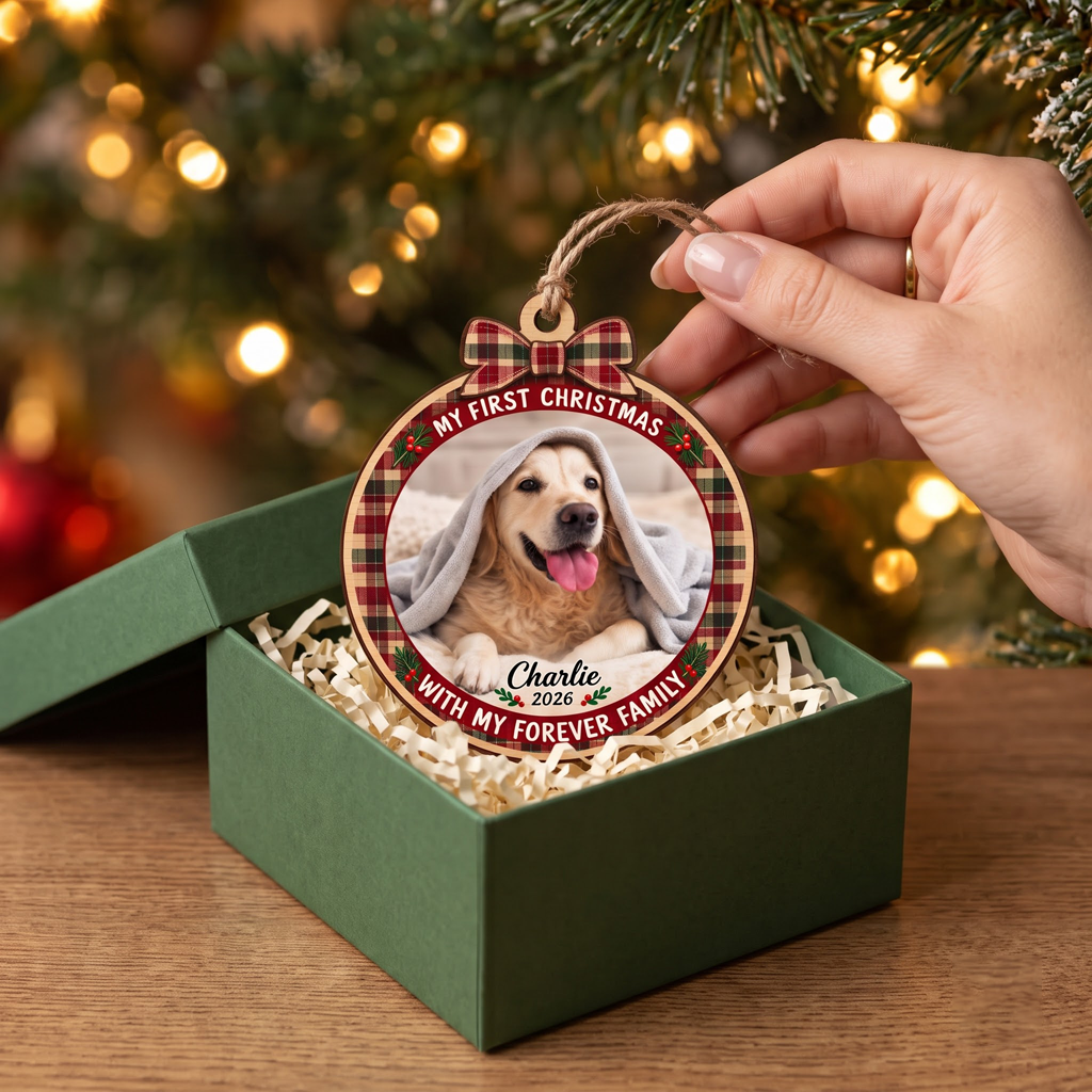 My First Christmas 2026 Dog Pet Custom Wooden Ornament