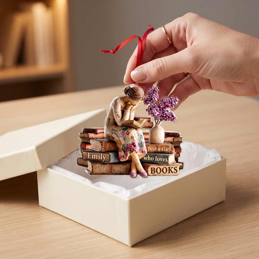 Just A Girl Who Loves Books Custom Name Female Reader Book Lover Acrylic Ornament