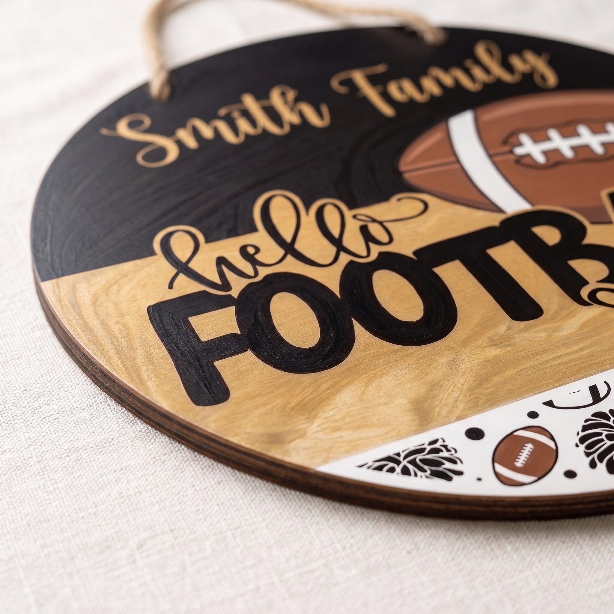 Personalized Fall Wooden Sign, Fall Porch Decor, Hello Football Season  Wooden Fall Door Hanger,  Front Door Sign, Farmhouse Fall Decor
