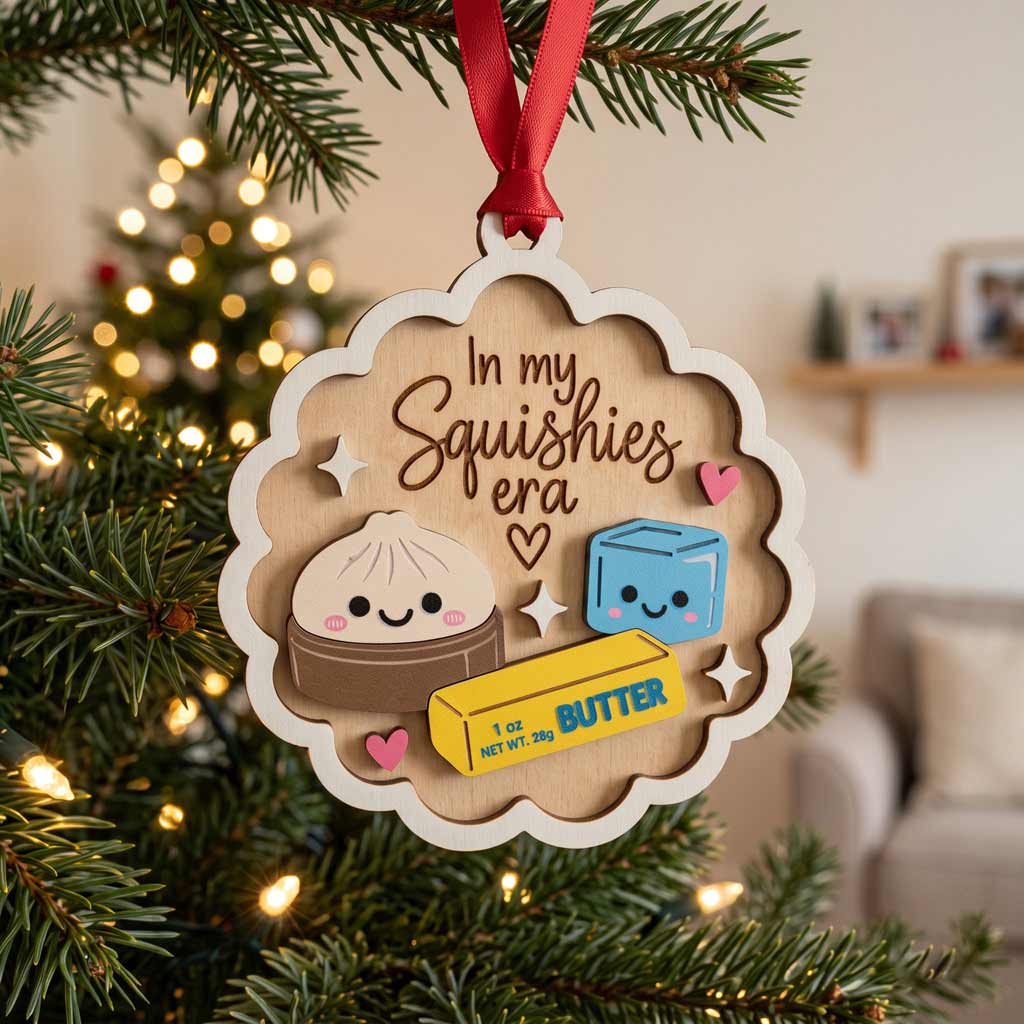 In My Squishies Era Dumpling Butter Cute Food Lover Funny Wooden Christmas Ornament
