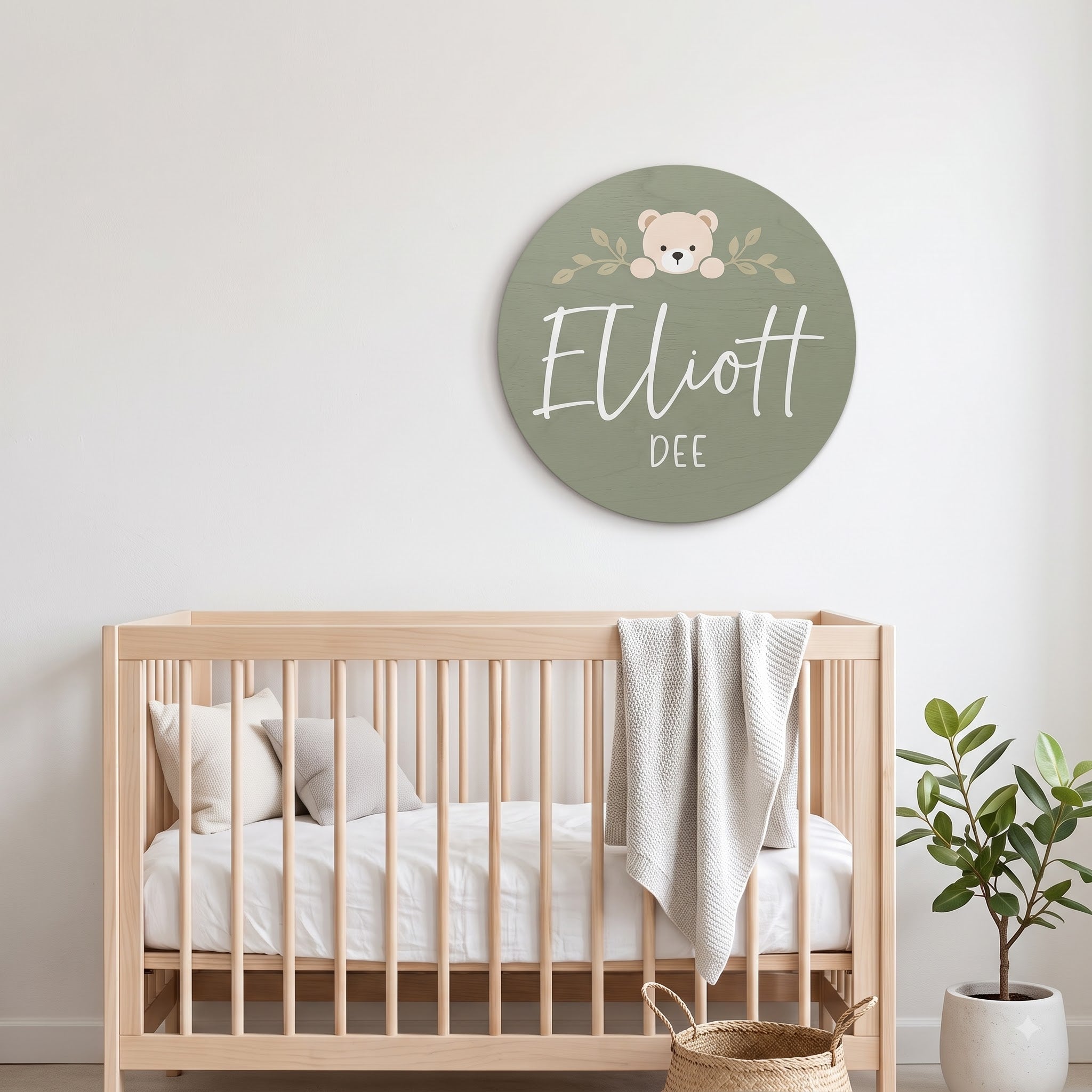 Personalized Teddy Bear Nursery Name Sign Wooden Baby Room Decor