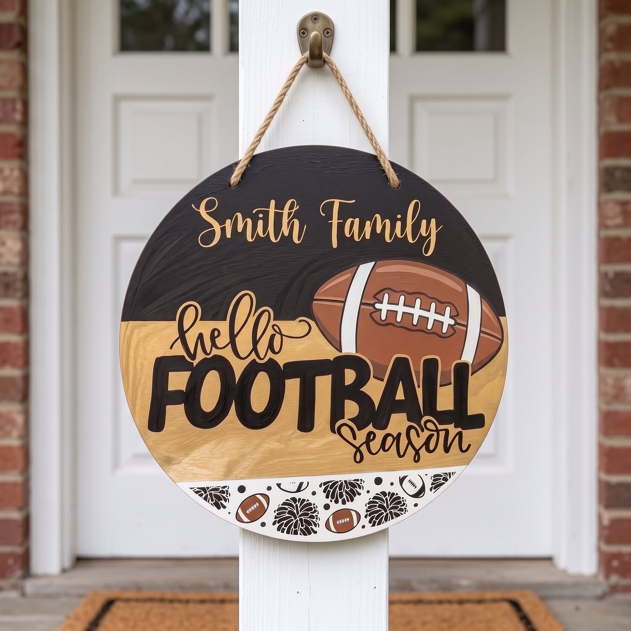 Personalized Fall Wooden Sign, Fall Porch Decor, Hello Football Season  Wooden Fall Door Hanger,  Front Door Sign, Farmhouse Fall Decor