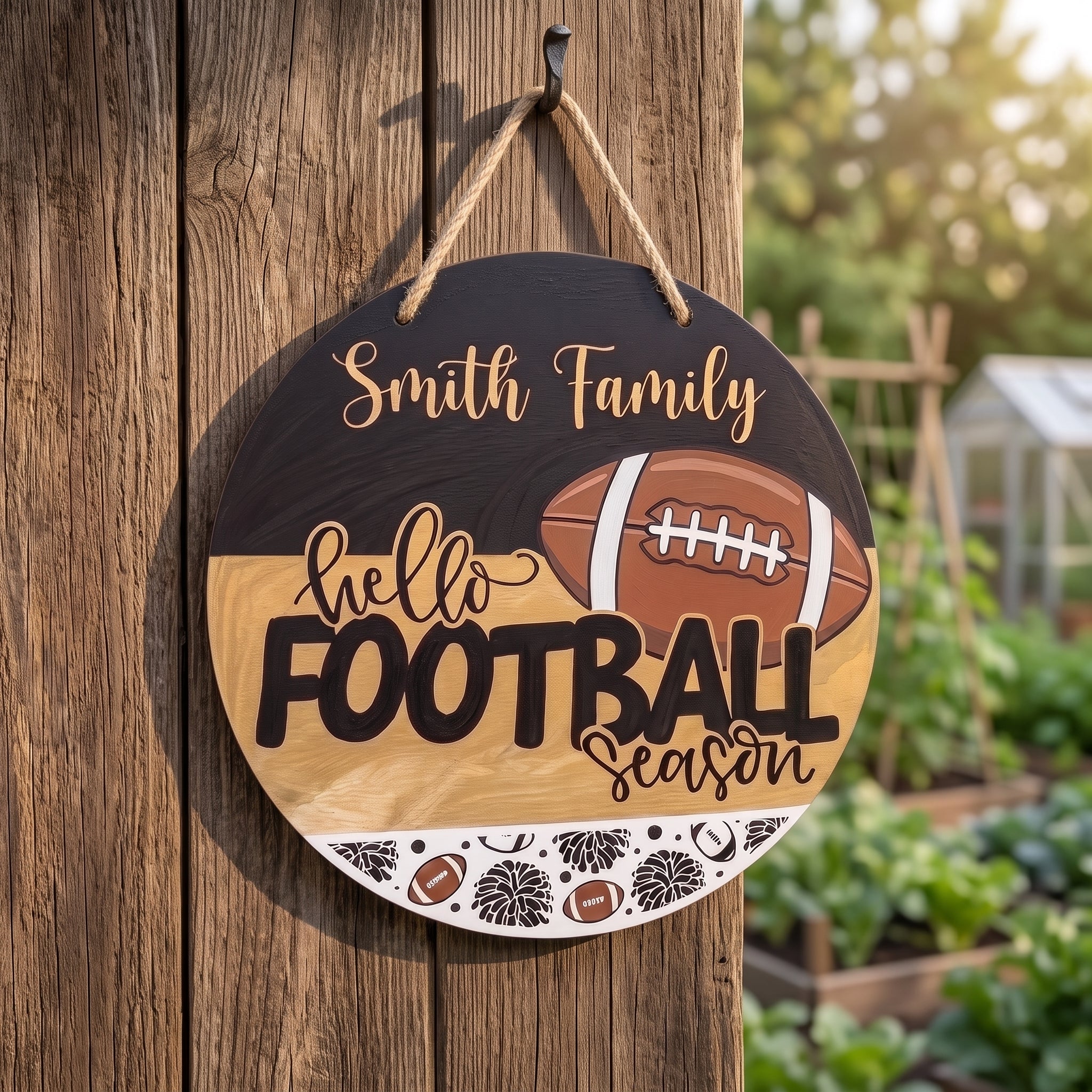 Personalized Fall Wooden Sign, Fall Porch Decor, Hello Football Season  Wooden Fall Door Hanger,  Front Door Sign, Farmhouse Fall Decor