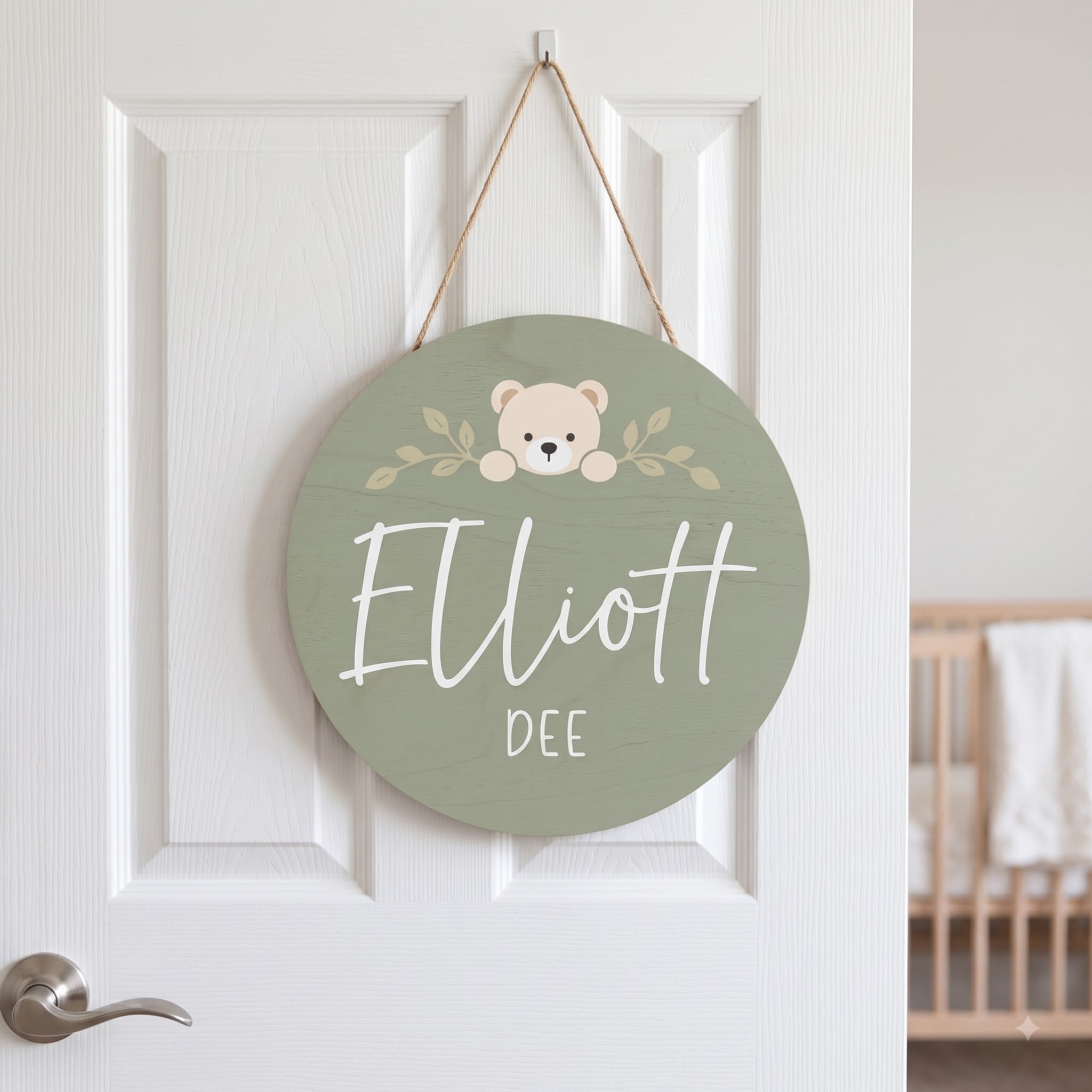 Personalized Teddy Bear Nursery Name Sign Wooden Baby Room Decor