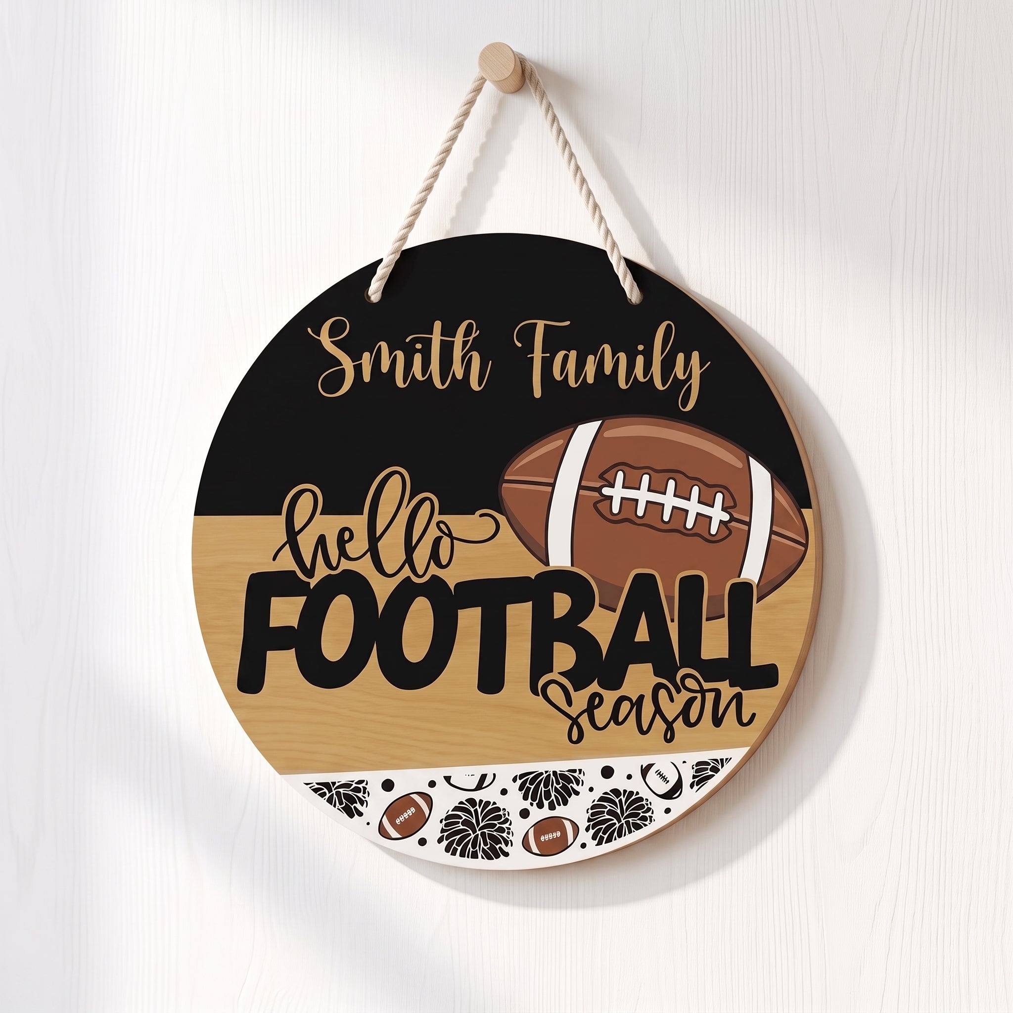 Personalized Fall Wooden Sign, Fall Porch Decor, Hello Football Season  Wooden Fall Door Hanger,  Front Door Sign, Farmhouse Fall Decor