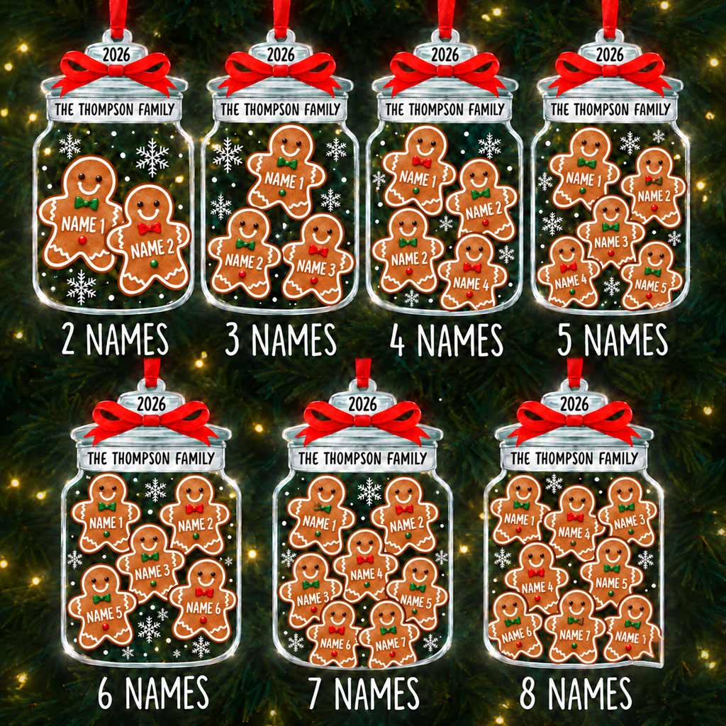 Gingerbread Family Christmas Jar Custom Family Members Name Names Family Keepsake Acrylic Christmas Ornament