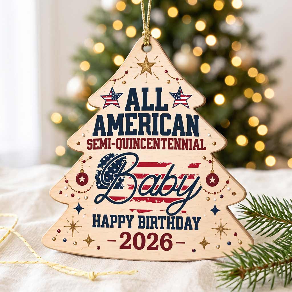 All America's 250th Birthday Patriotic Freedom Heritage Wooden Ornament