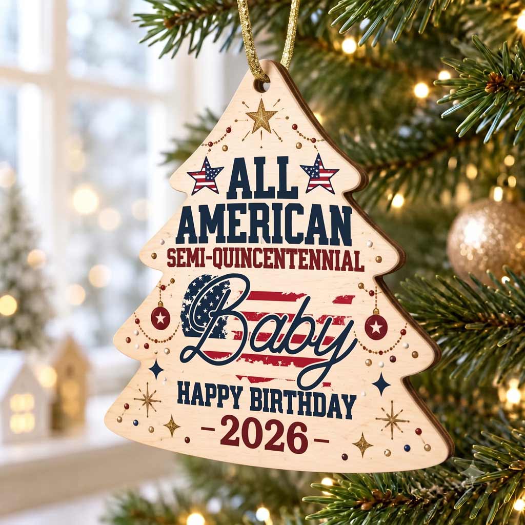 All American Semi-Quincentennial 250th Birthday Patriotic America's 250th Freedom Heritage Wooden Ornament