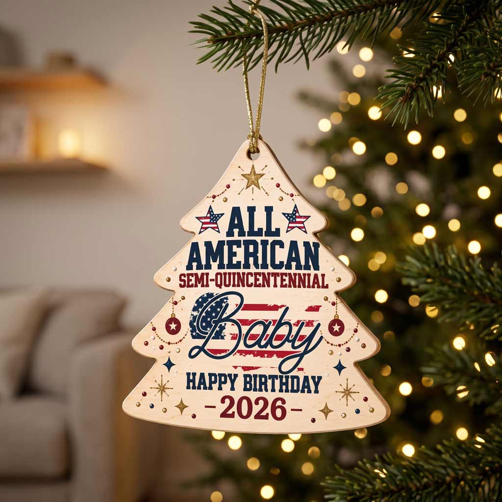 All American Semi-Quincentennial 250th Birthday Patriotic America's 250th Freedom Heritage Wooden Ornament