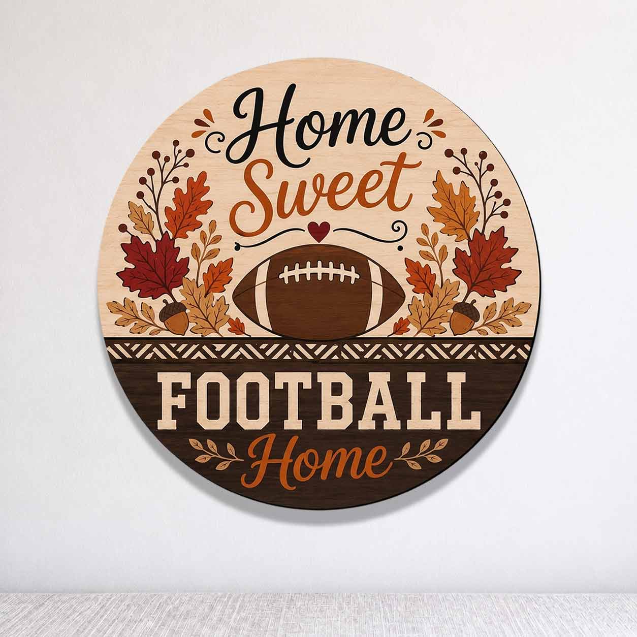 Fall Porch Decor, Home Sweat Football Home Wooden Fall Door Hanger,  Front Door Sign, Farmhouse Fall Decor