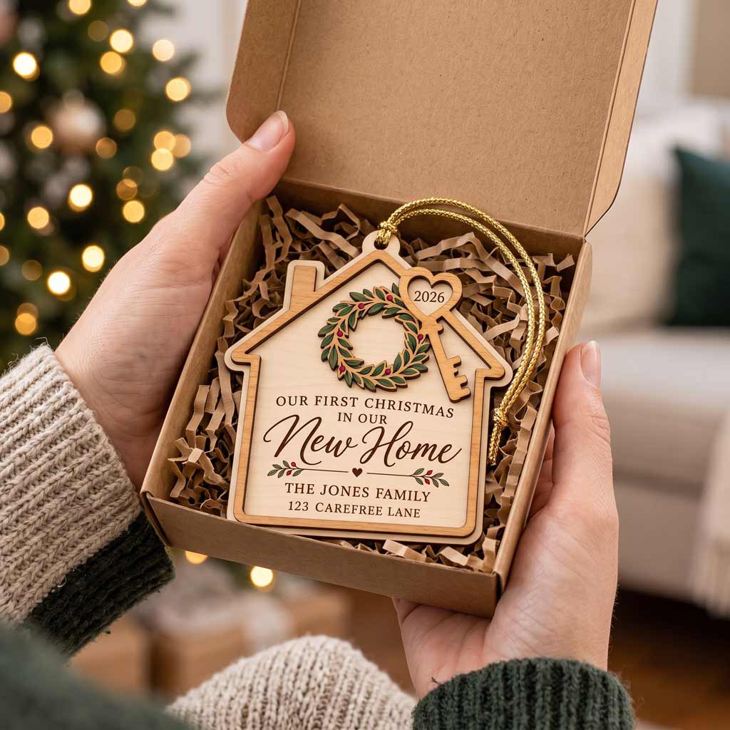 Our First Home 2026 Custom House Portrait New Home Housewarming Keepsake Wooden  Ornament