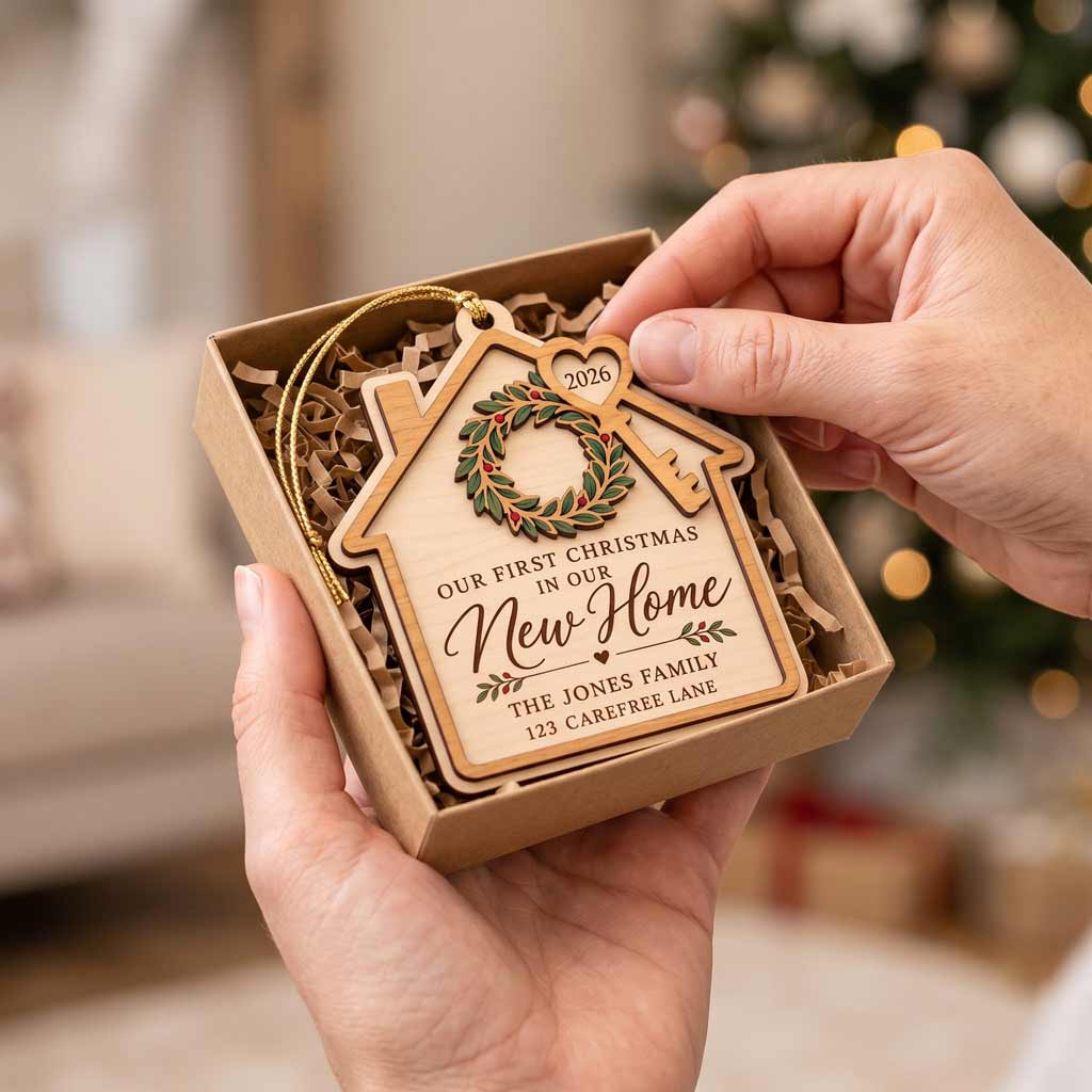 Our First Home 2026 Custom House Portrait New Home Housewarming Keepsake Wooden  Ornament