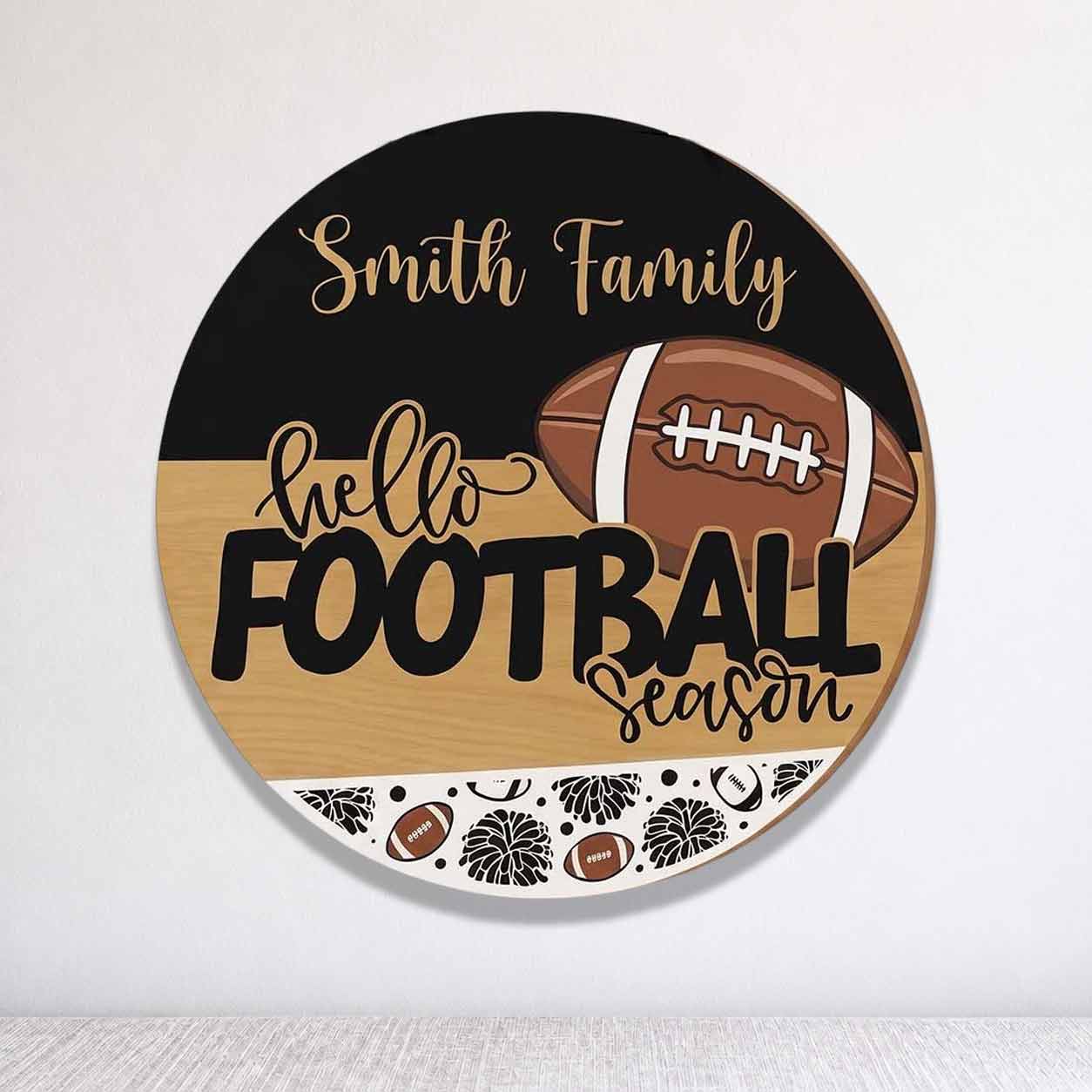 Personalized Fall Wooden Sign, Fall Porch Decor, Hello Football Season  Wooden Fall Door Hanger,  Front Door Sign, Farmhouse Fall Decor