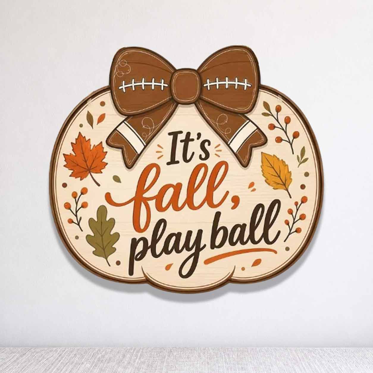 Fall Porch Decor, It's Fall, Play Ball  Wooden Fall Door Hanger,  Front Door Sign, Farmhouse Fall Decor