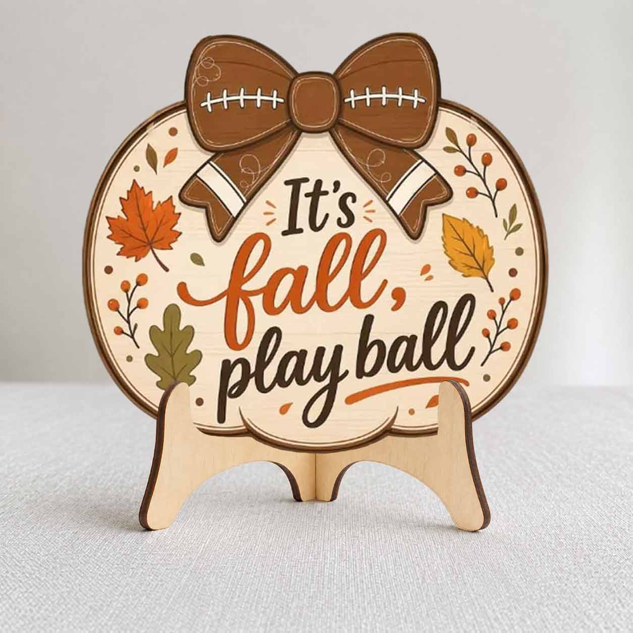 Fall Porch Decor, It's Fall, Play Ball  Wooden Fall Door Hanger,  Front Door Sign, Farmhouse Fall Decor