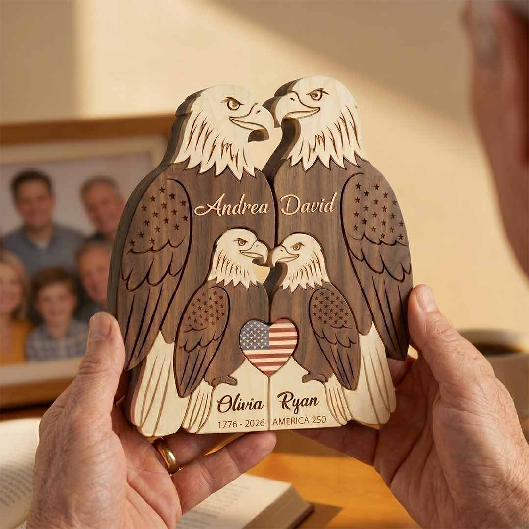 Personalized Eagle 4 Pieces Family Edition Custom Wooden Puzzle