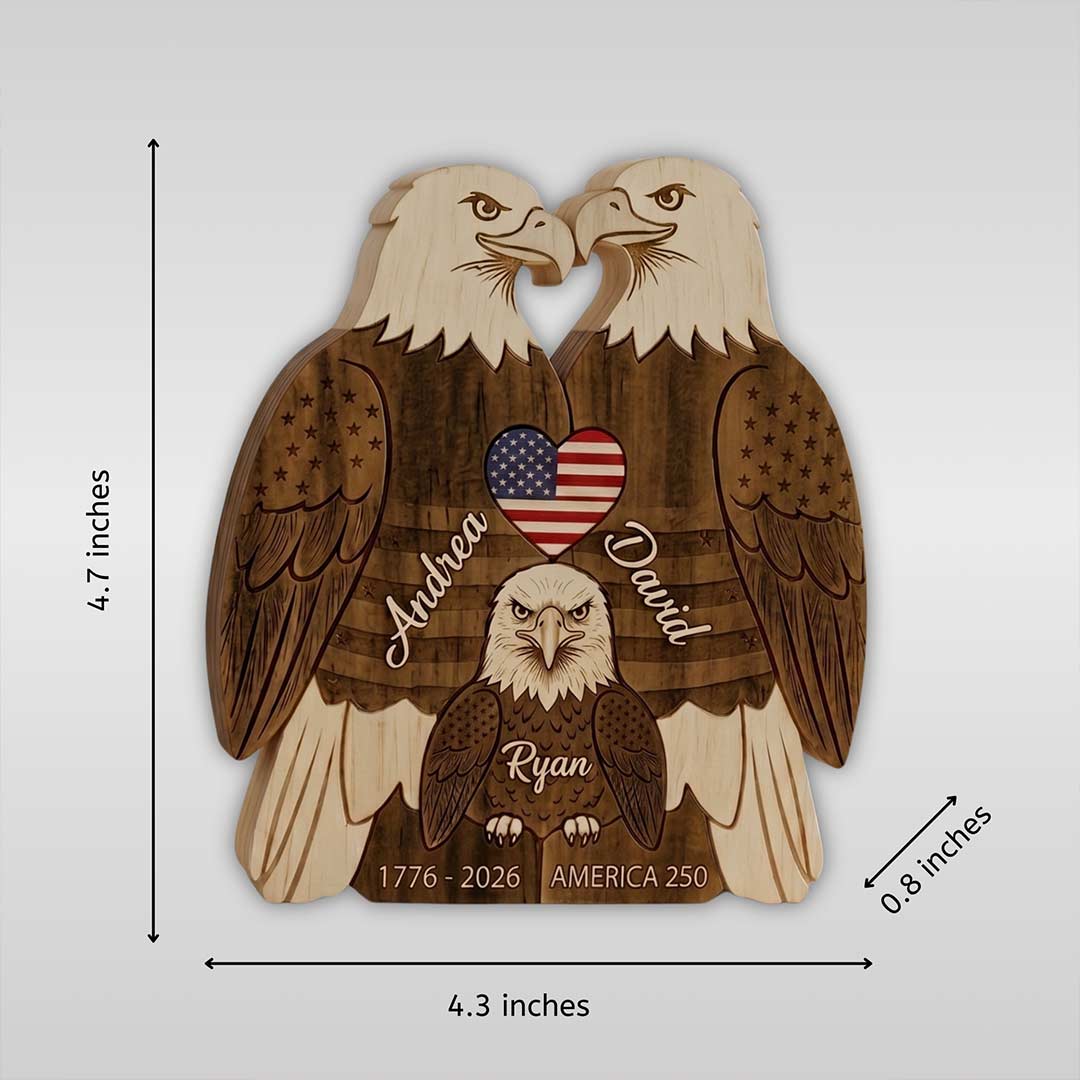 Personalized Eagle 3 Pieces Family Edition Custom Wooden Puzzle