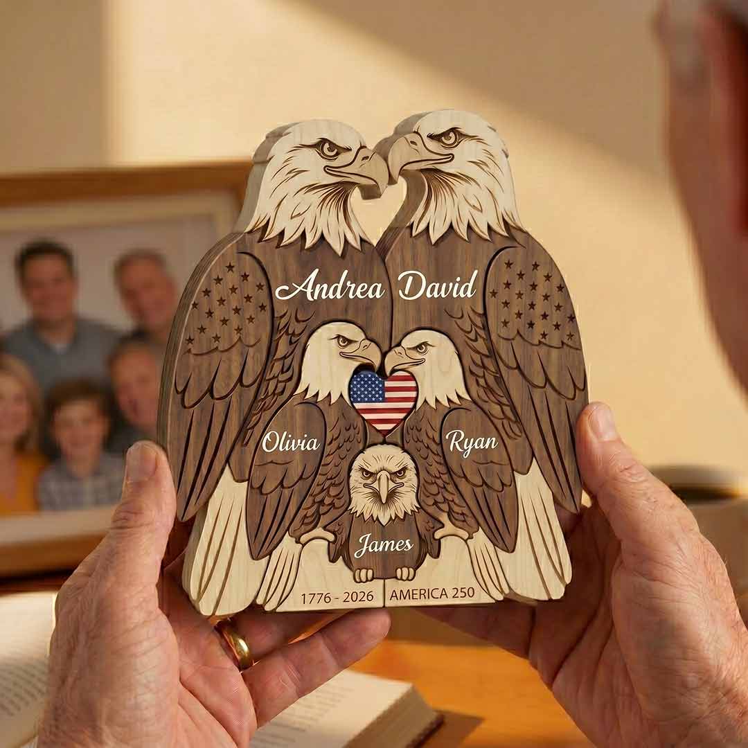 Personalized Eagle 5 Pieces Family Edition Custom Wooden Puzzle