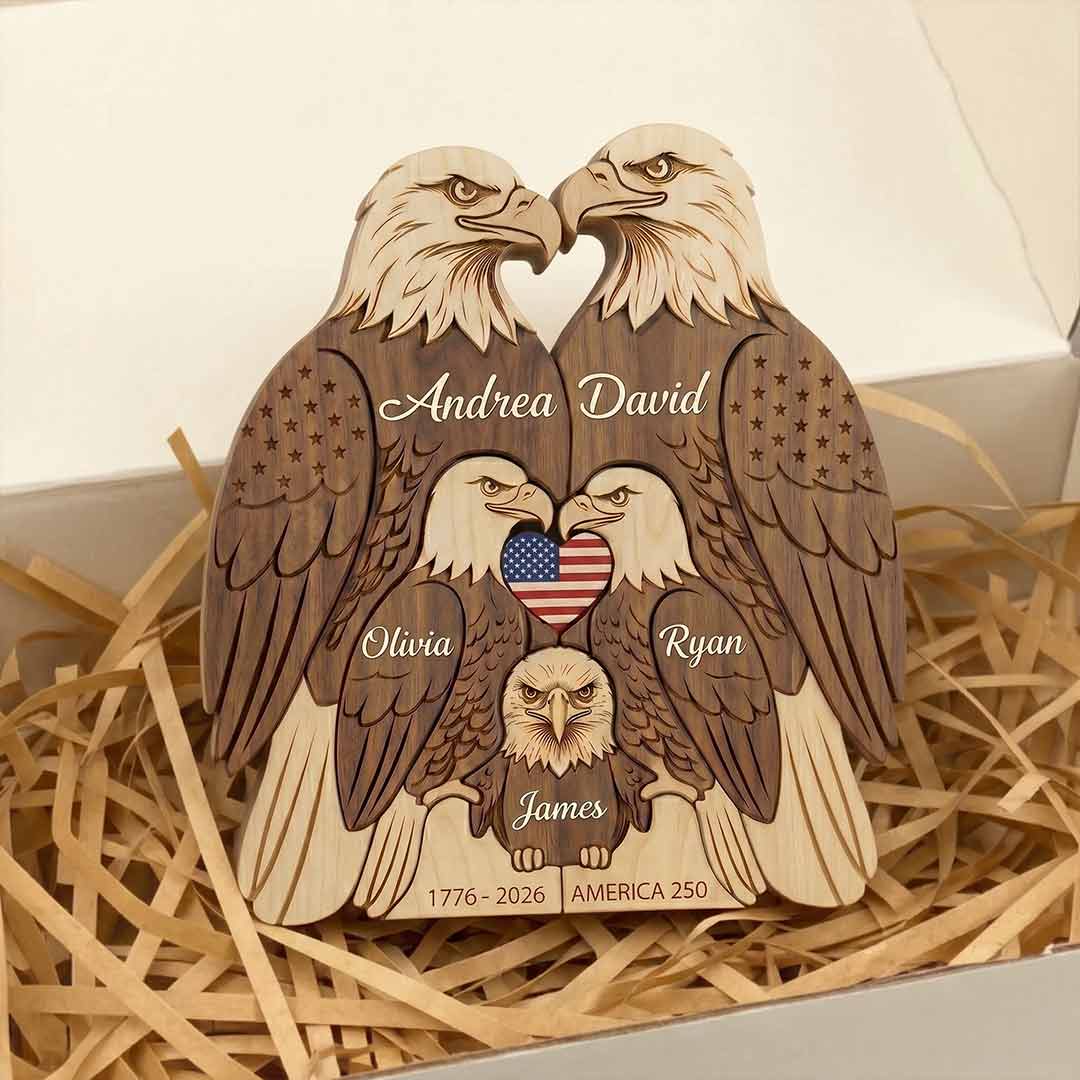 Personalized Eagle 5 Pieces Family Edition Custom Wooden Puzzle